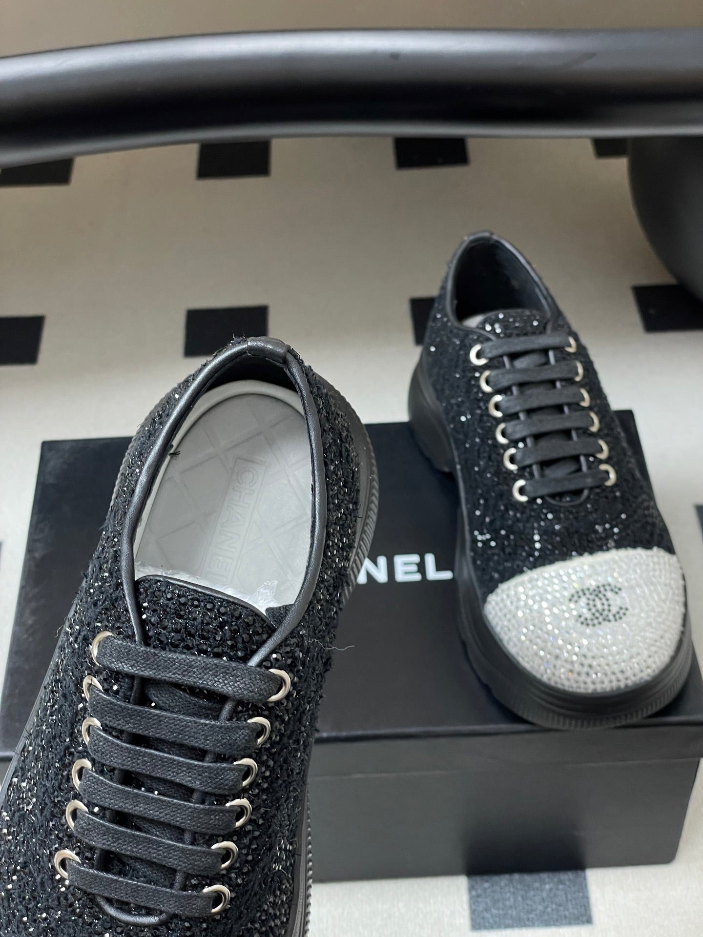 CC 26 Platform Sneaker Black Sequin-embellished Leather 593347