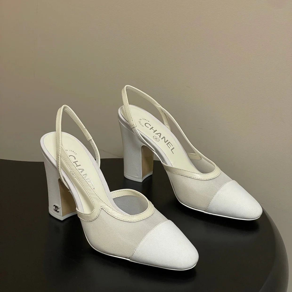 CC 26s Slingback 95 White Mesh Fabric Sheepskin 649441