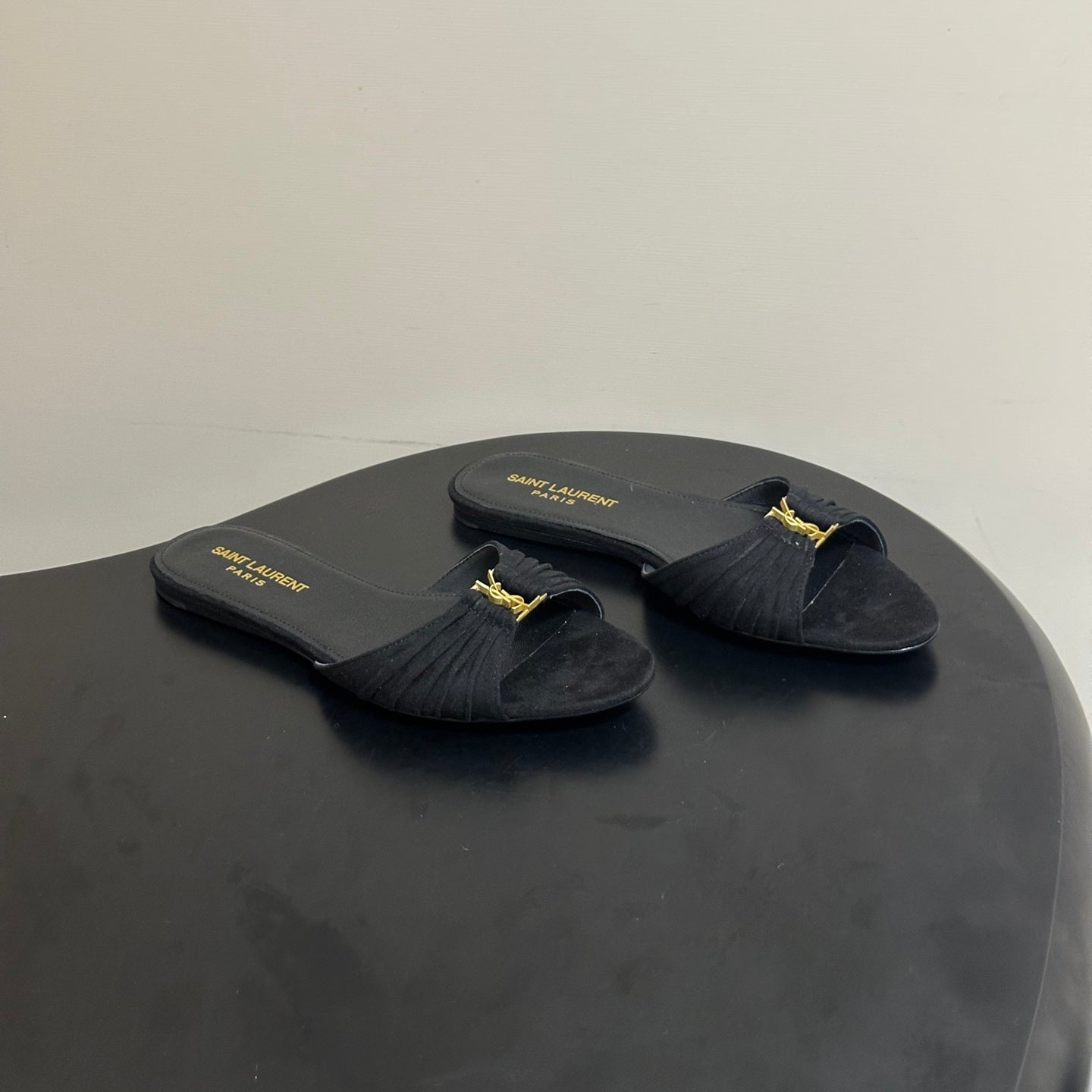 YSL Babylone Slides Black Suede 835185