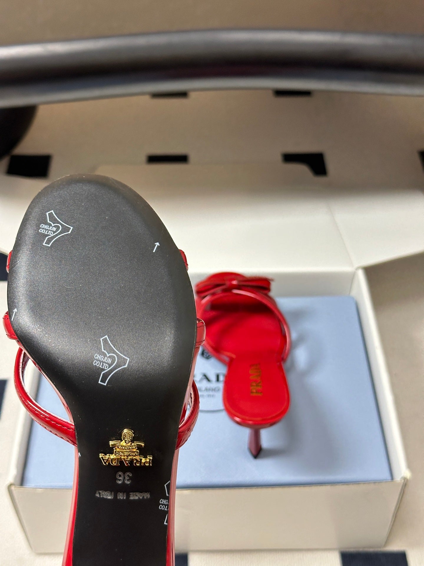 Prada Open-Toe Sandal 7.5cm Red Patent Leather 834805