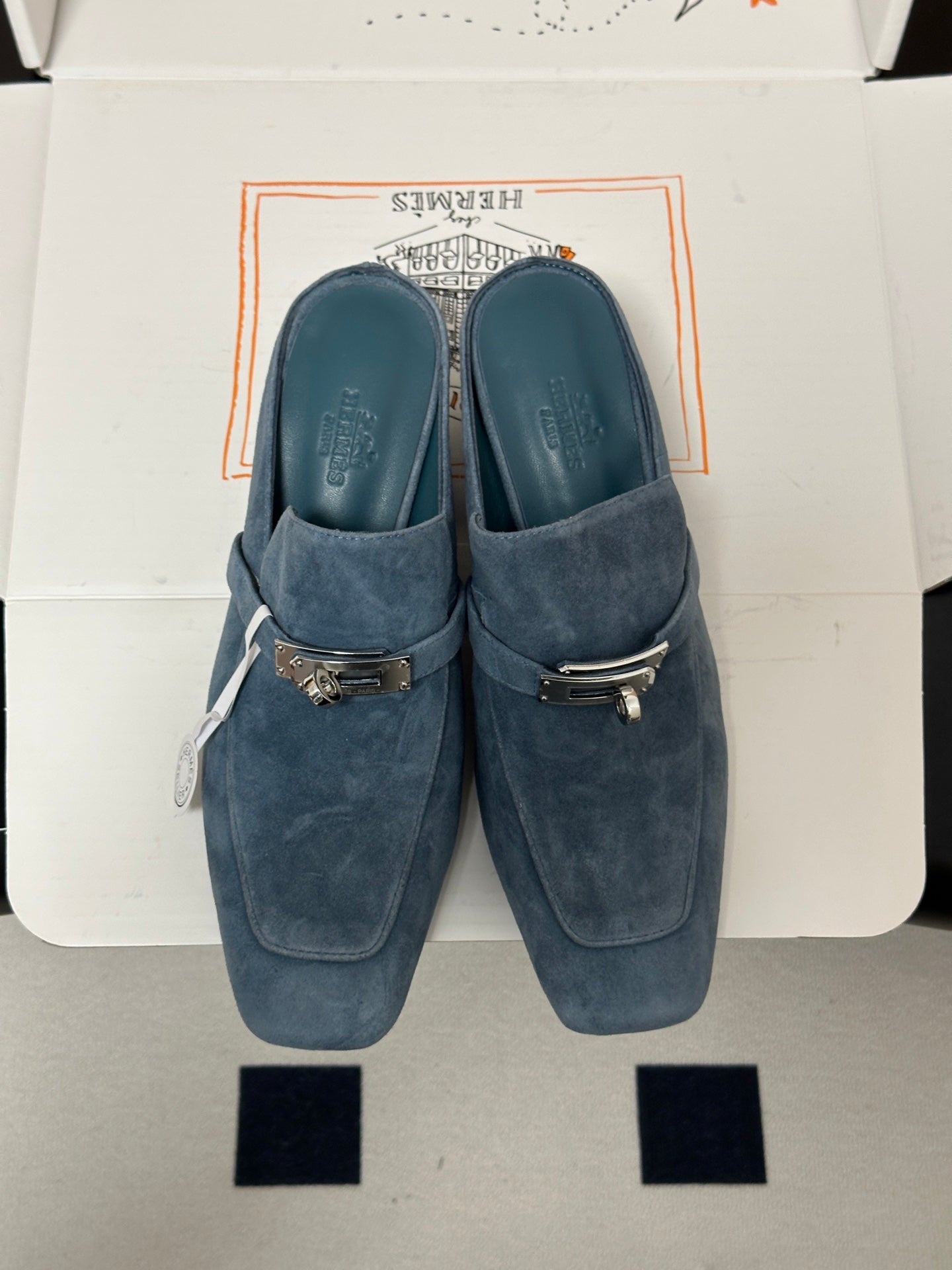 HM Blossom Mule 65mm Stale Blue Suede 902905
