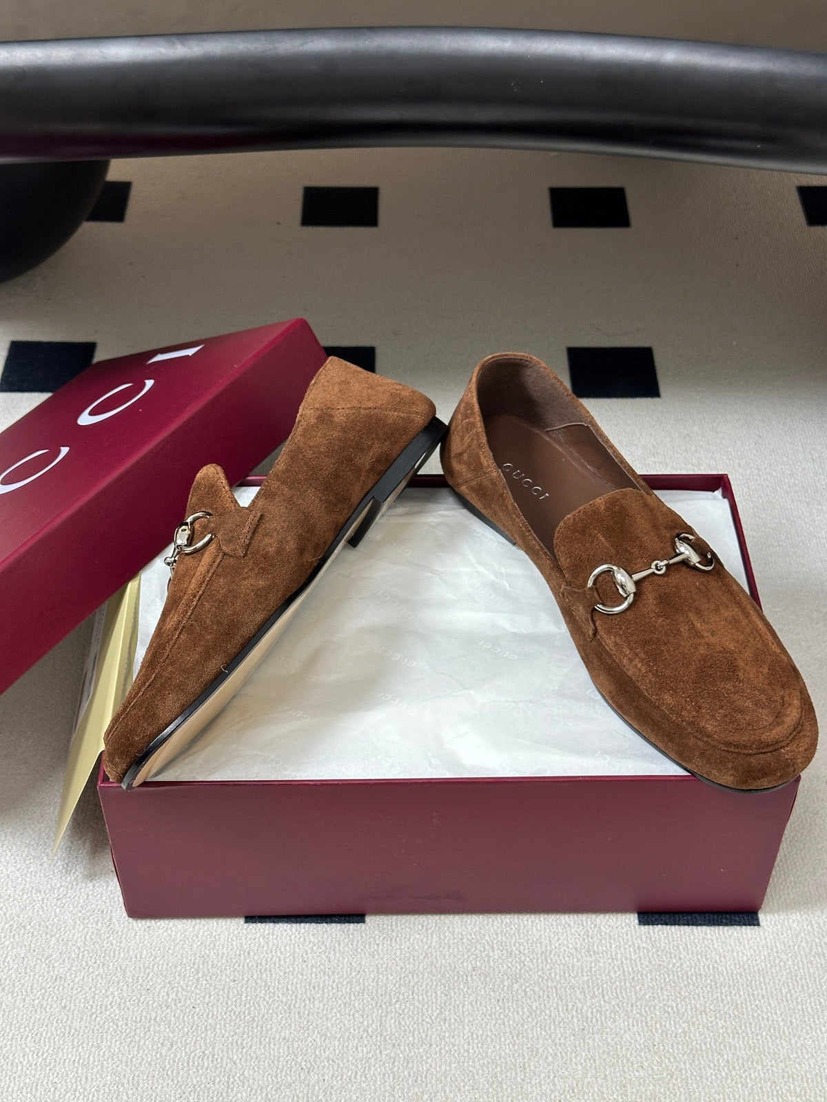 GG 26s Horsebit Loafers Flat Brown Suede 952563