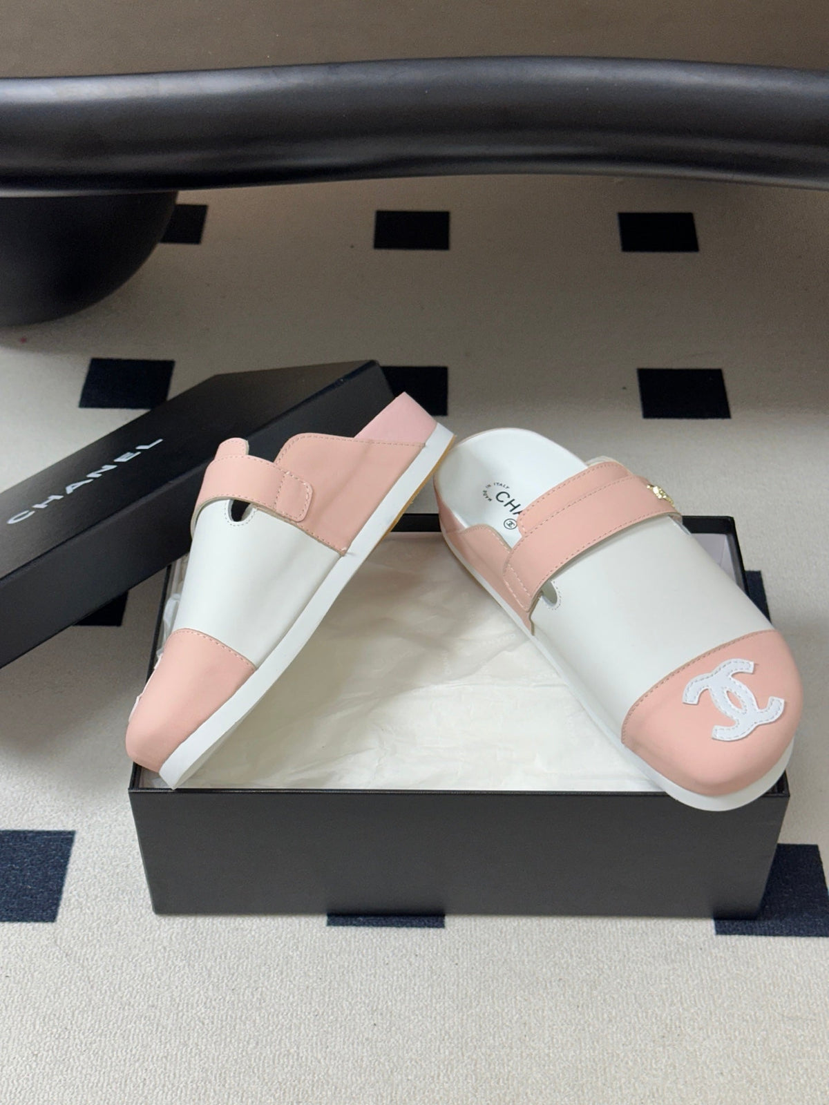 CC 26s Pool Slides Light Pink White Lambskin 952557