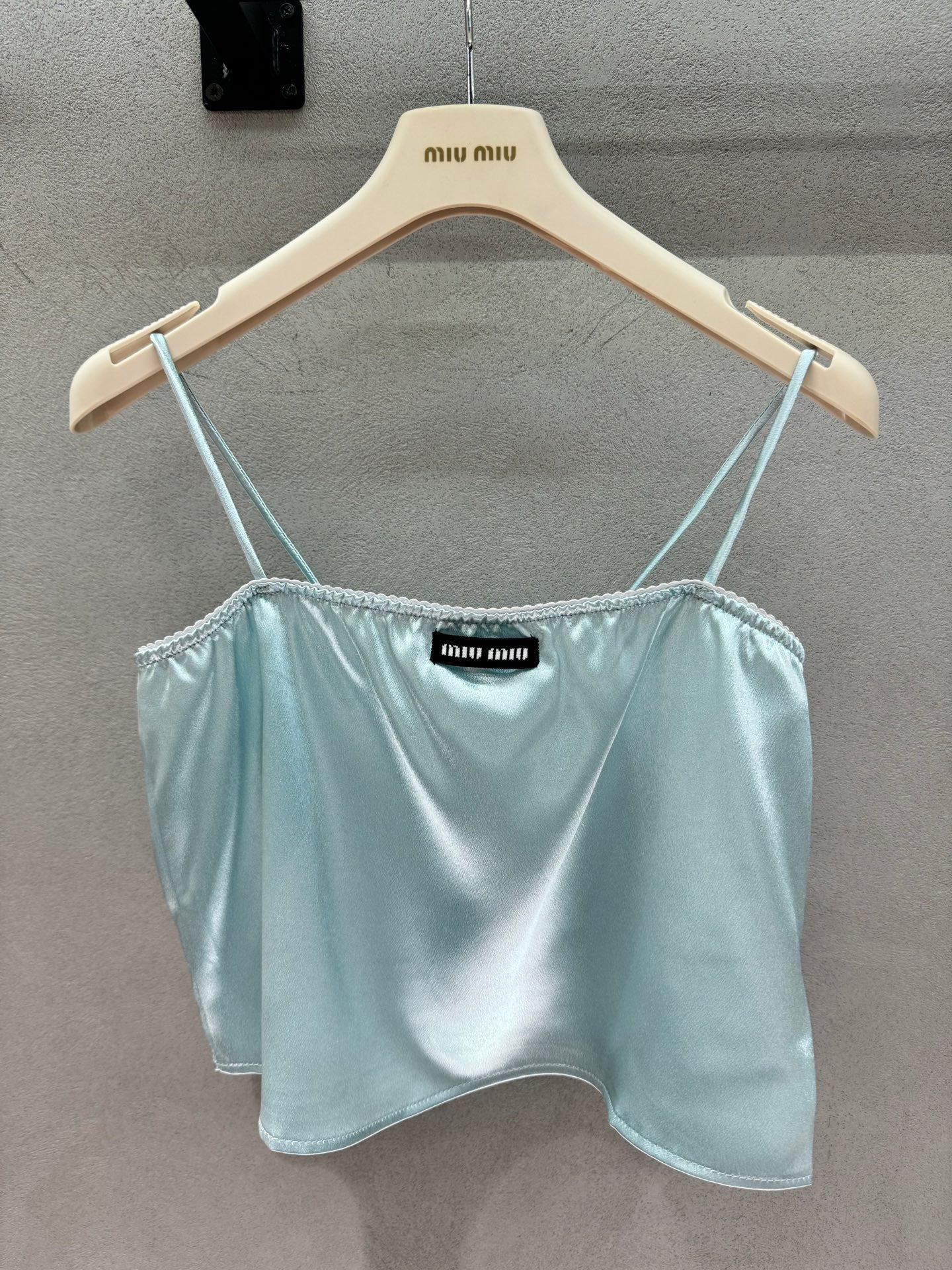 Miu Camisole Top Light Blue Satin 402819