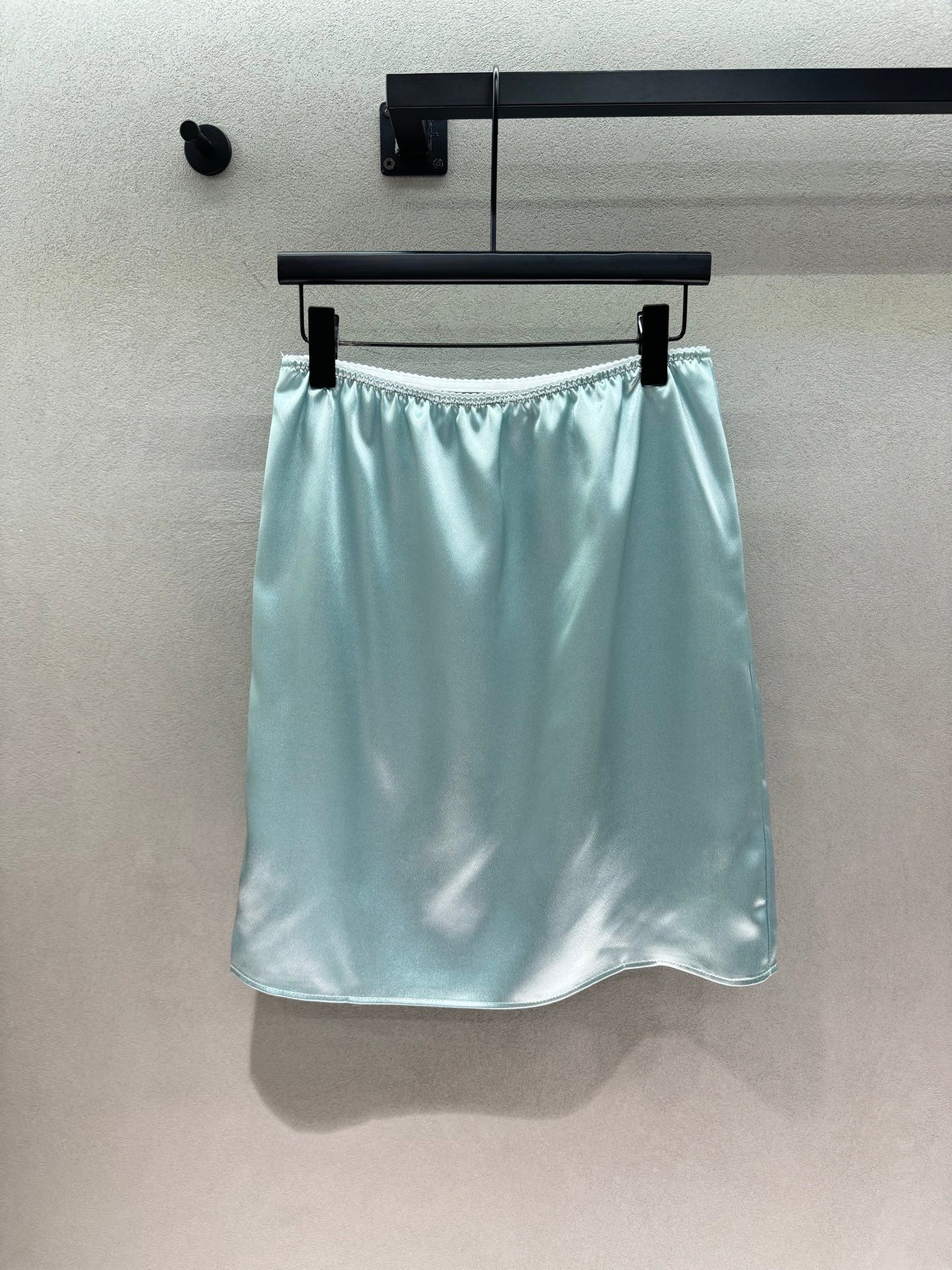 Miu Slip Skirt Light Blue Satin 402820