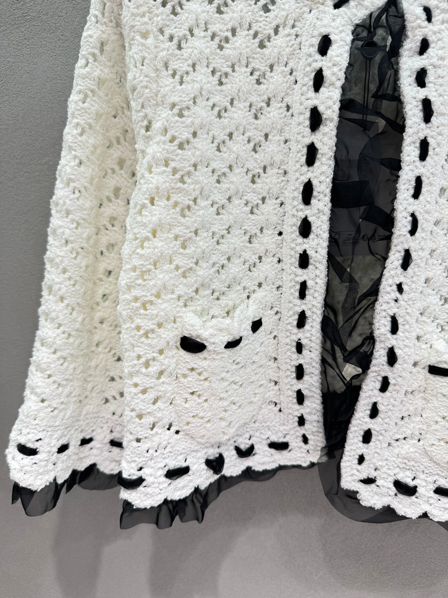 CC 26s Openwork Knit Two-Piece Set Black White Wool 414758
