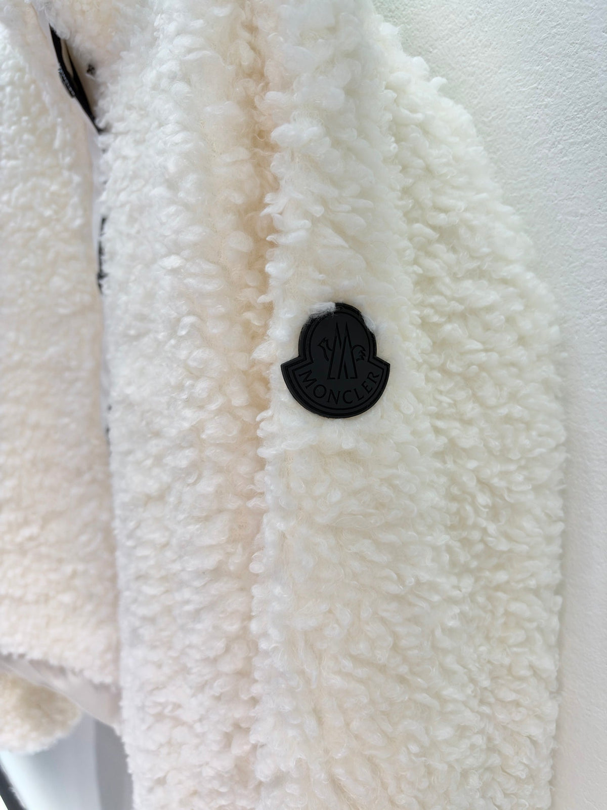 Chanel 26s White Shearling Fleece Zip-Up Bomber Jacket 447492