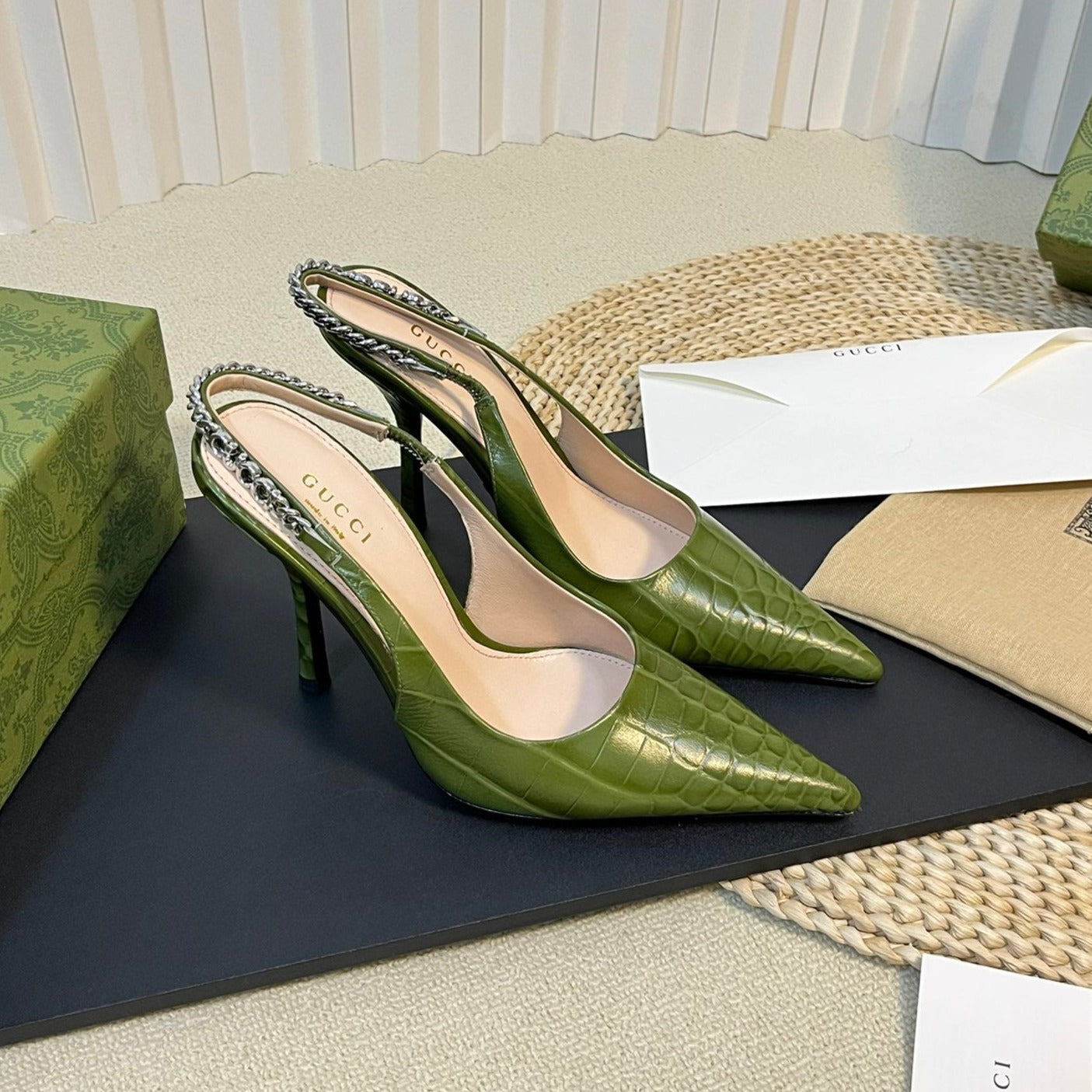 GG Women's High Heels Green Juniper