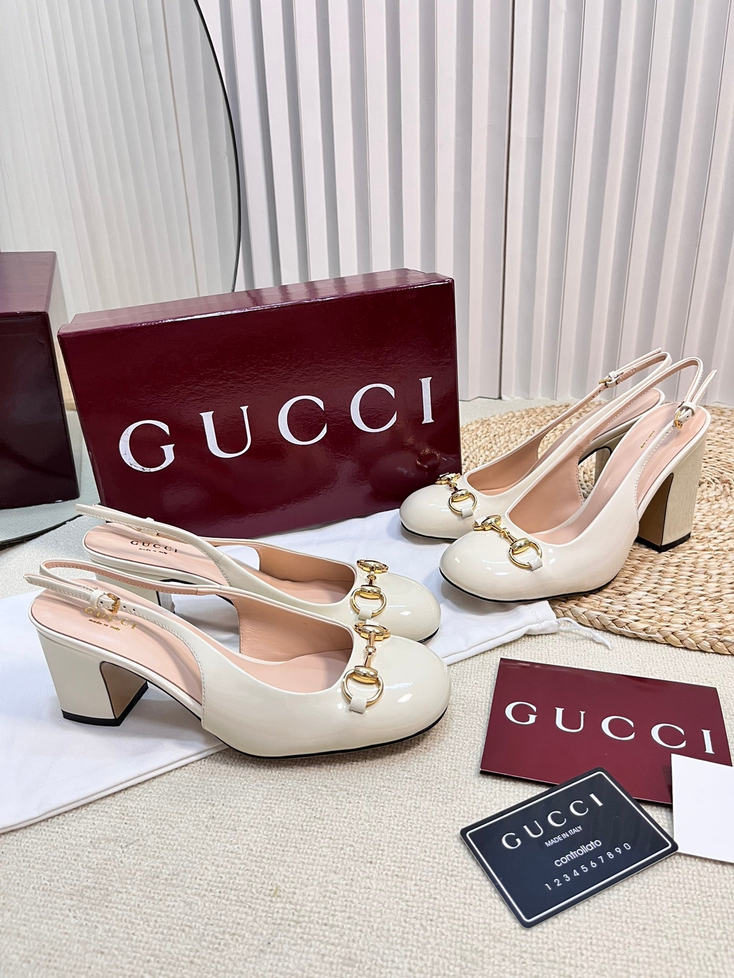 GC Horsebit Slingback 60mm Ivory Patent Leather 294592
