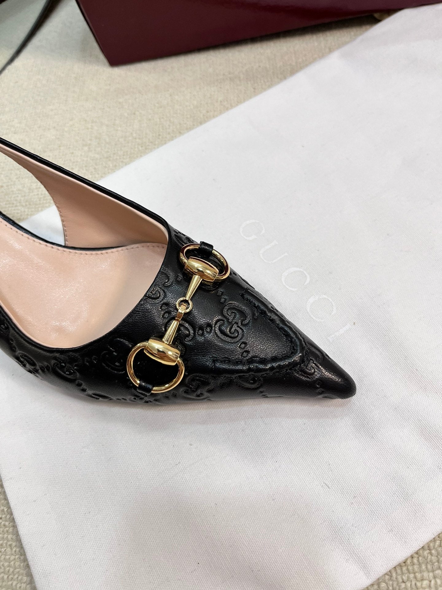 GC Horsebit Slingback Pump 50mm Black Embossed Sheepskin 294577
