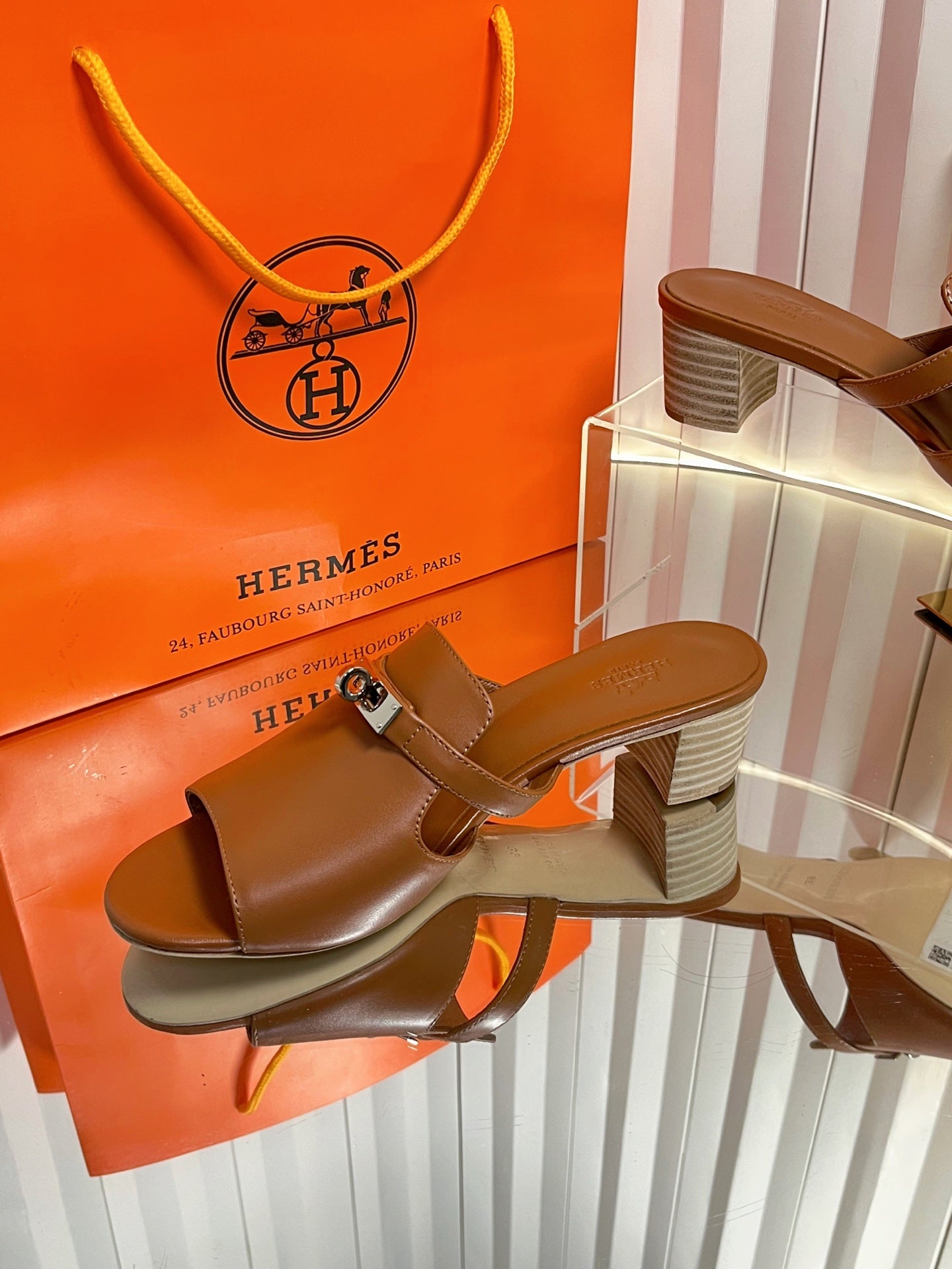 HM Candy Sandal 5cm Brown Calfskin 616223