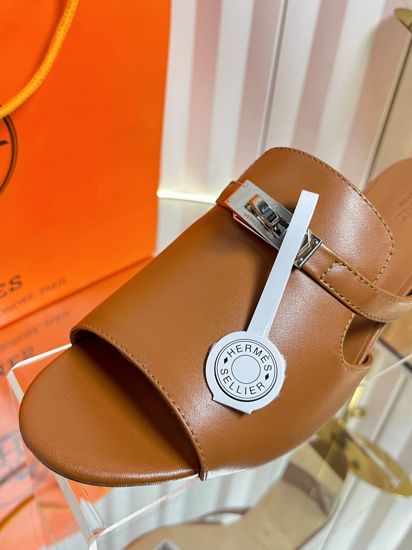 HM Candy Sandal 5cm Brown Calfskin 616223