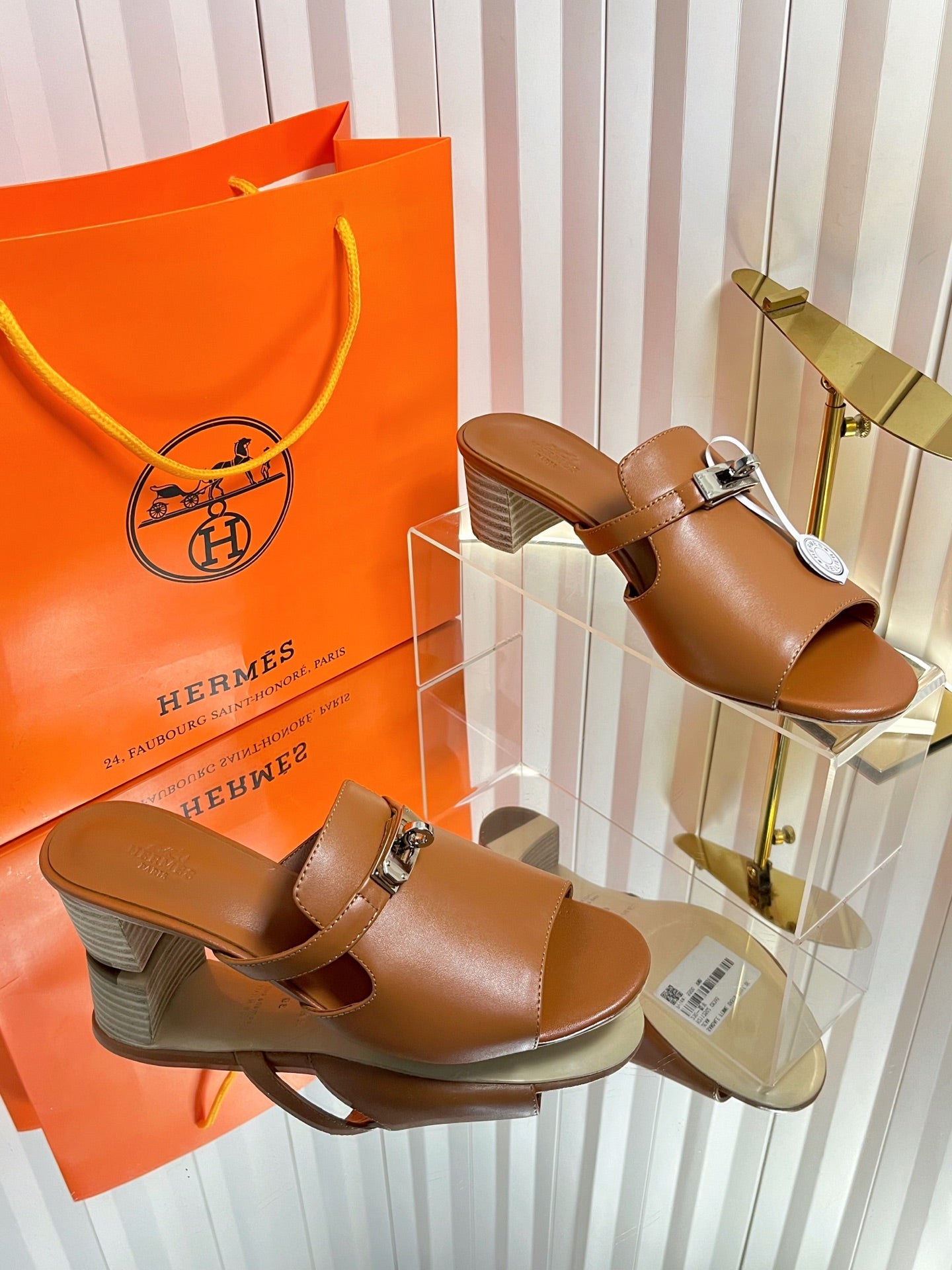 HM Candy Sandal 5cm Brown Calfskin 616223