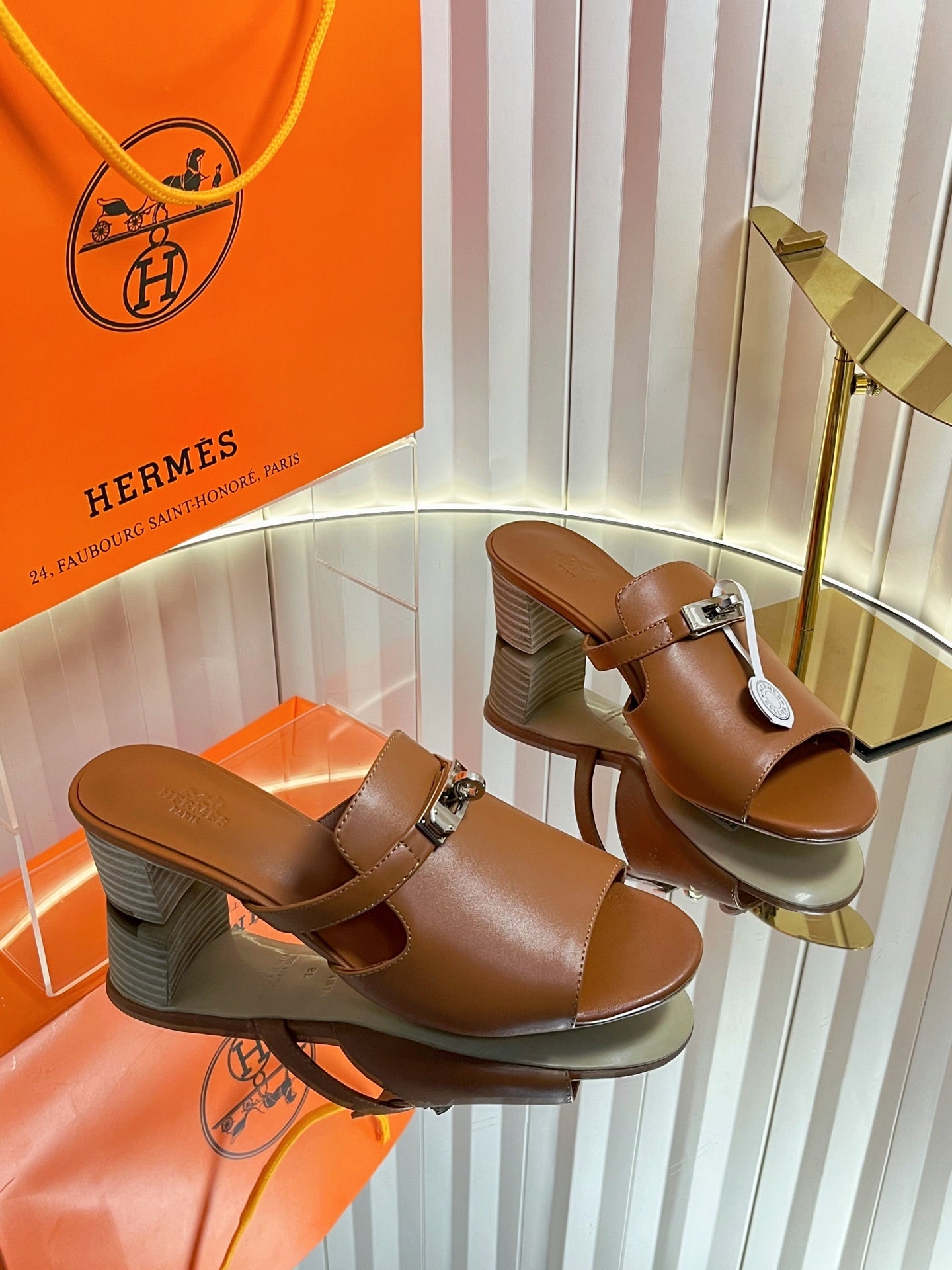 HM Candy Sandal 5cm Brown Calfskin 616223