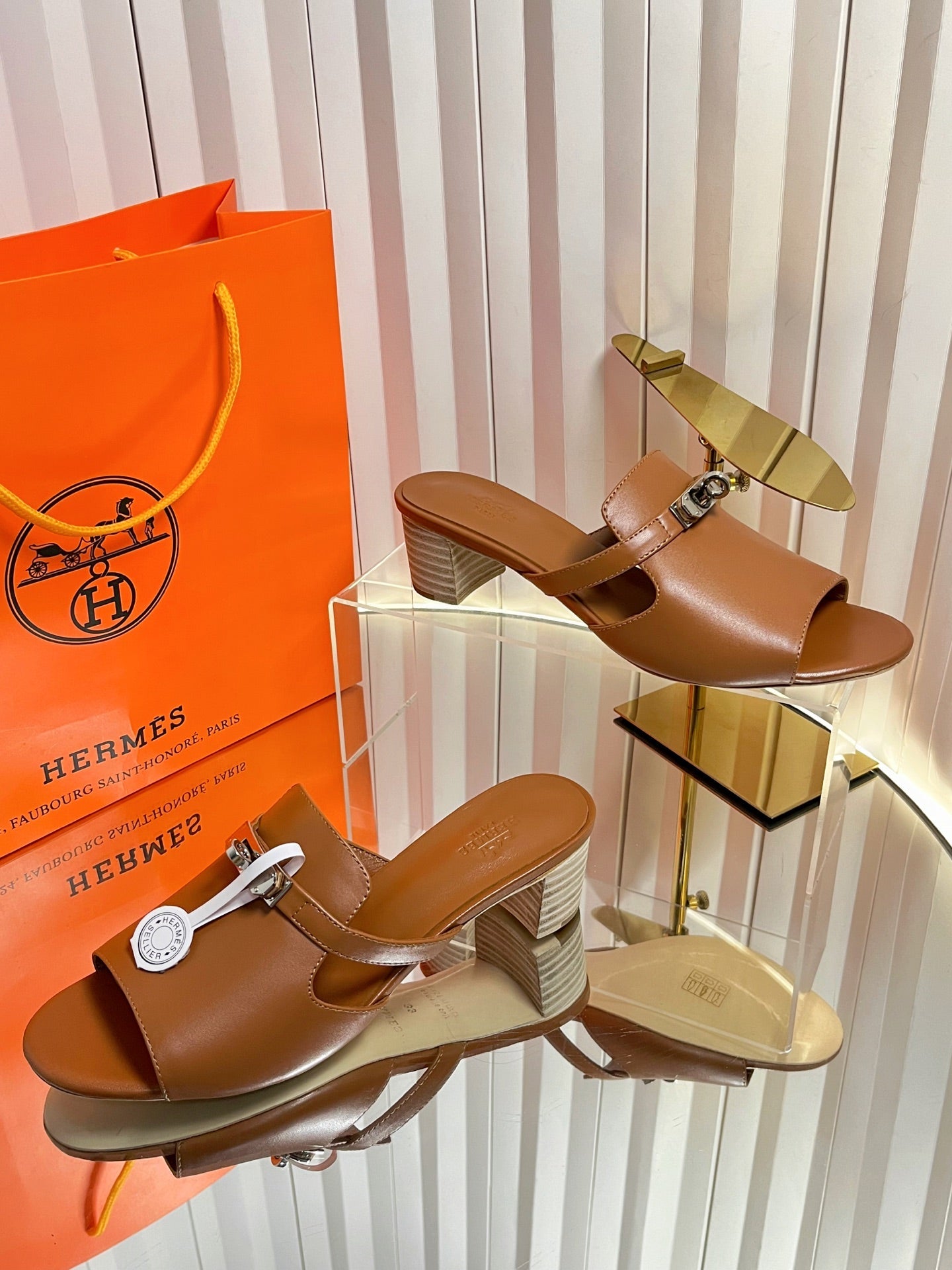 HM Candy Sandal 5cm Brown Calfskin 616223