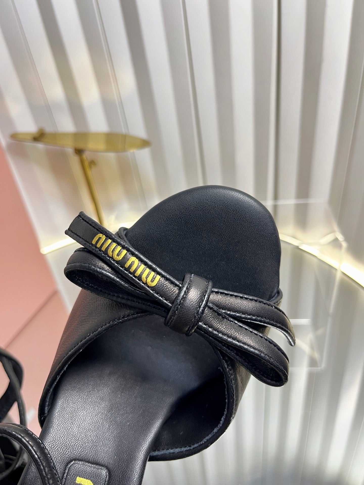 Miumiu 26s Platform Ankle Strap Sandals 120mm In Black Calfskin With Bow