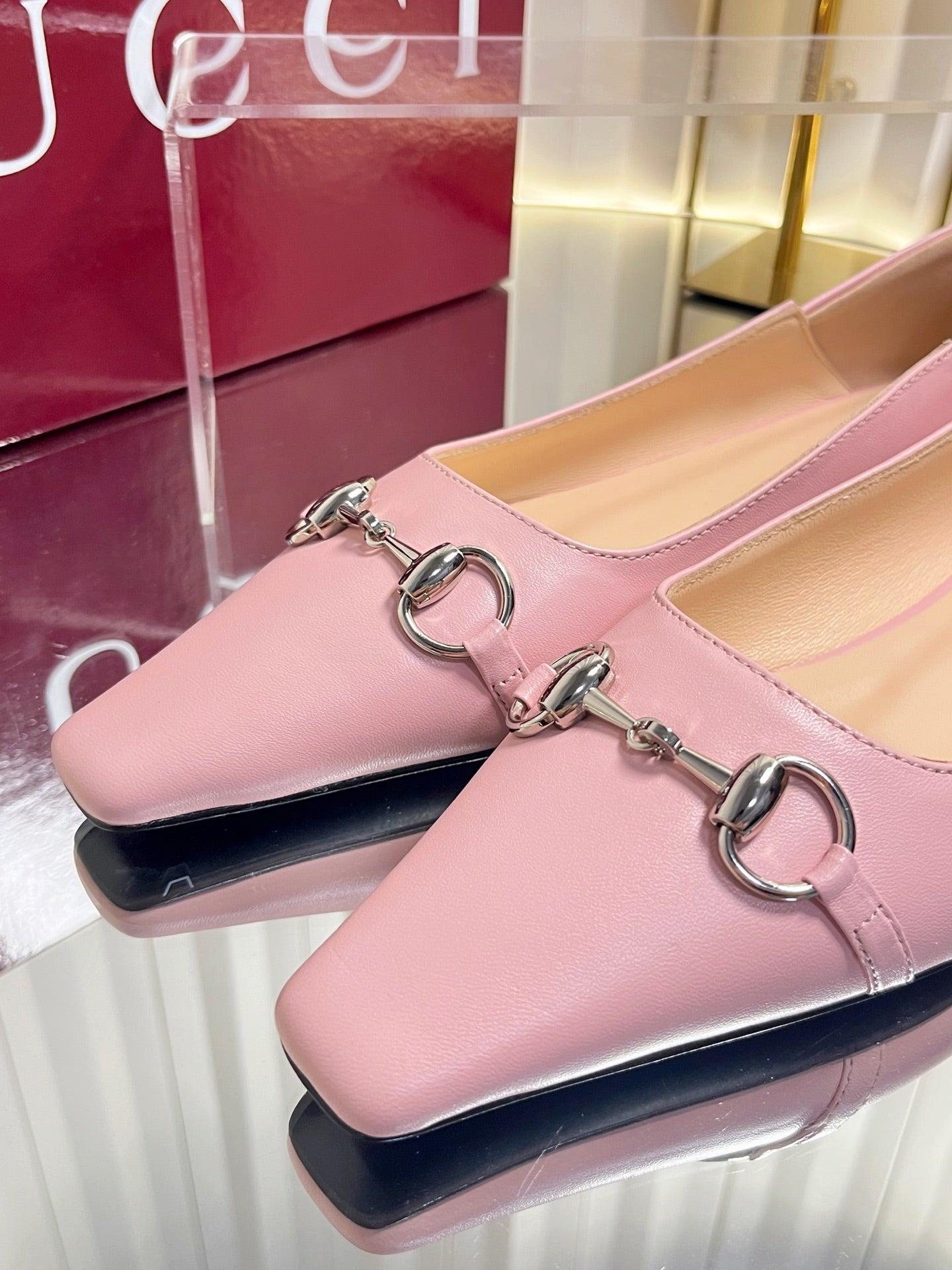 GG 26s Vittoria Ballerina Flats Light Pink Leather 768137