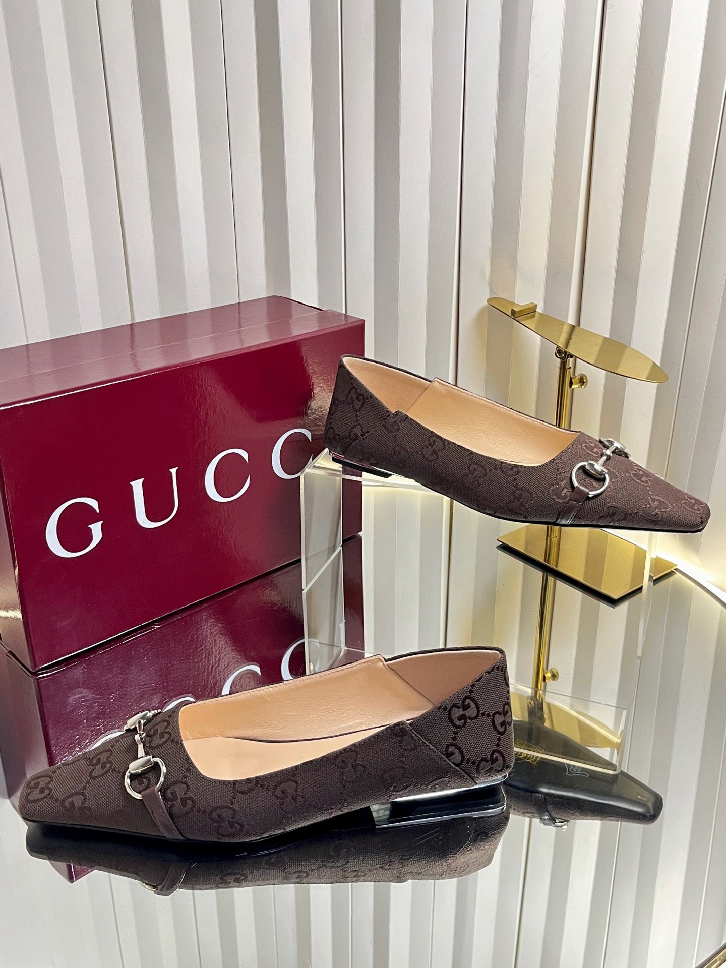 GG 26s Vittoria Ballerina Flats Coffee Canvas 768141