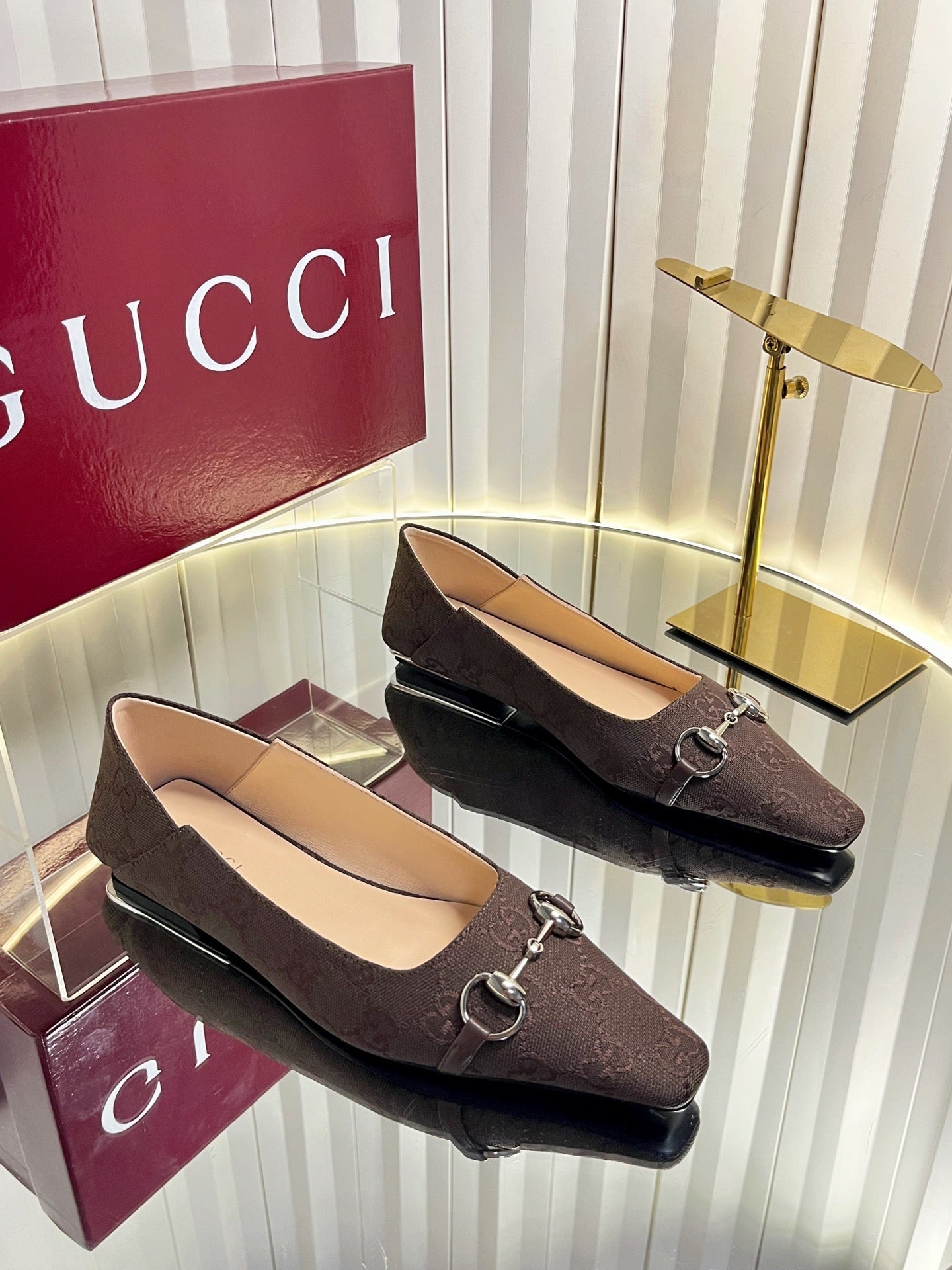 GG 26s Vittoria Ballerina Flats Coffee Canvas 768141