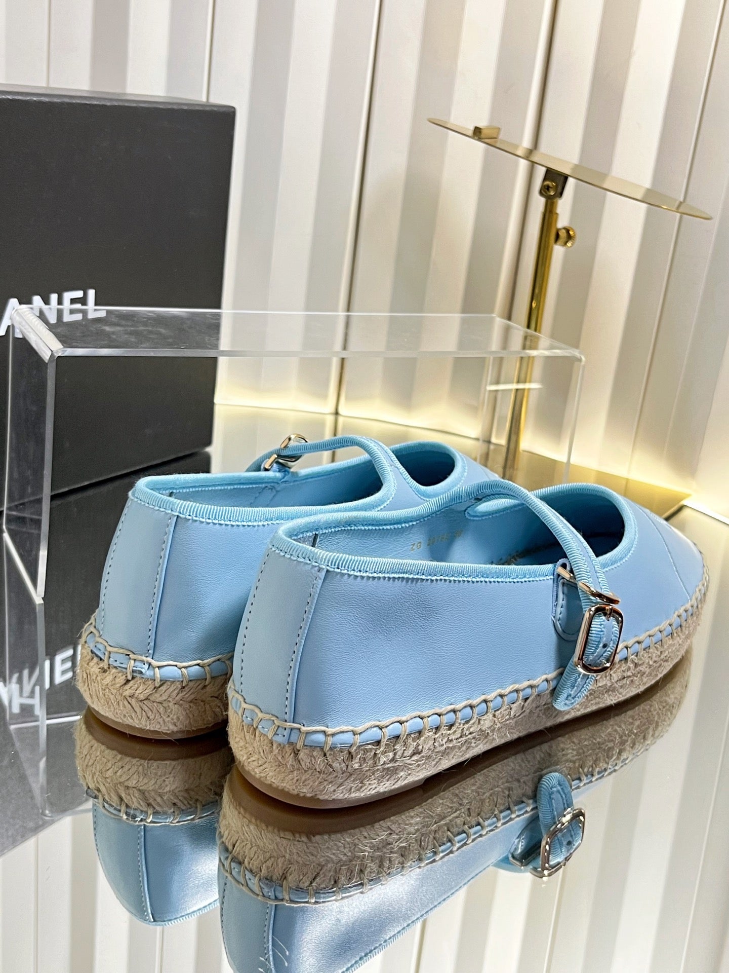 CC 26s Espadrille Mary Jane Shoes Blue Lambskin