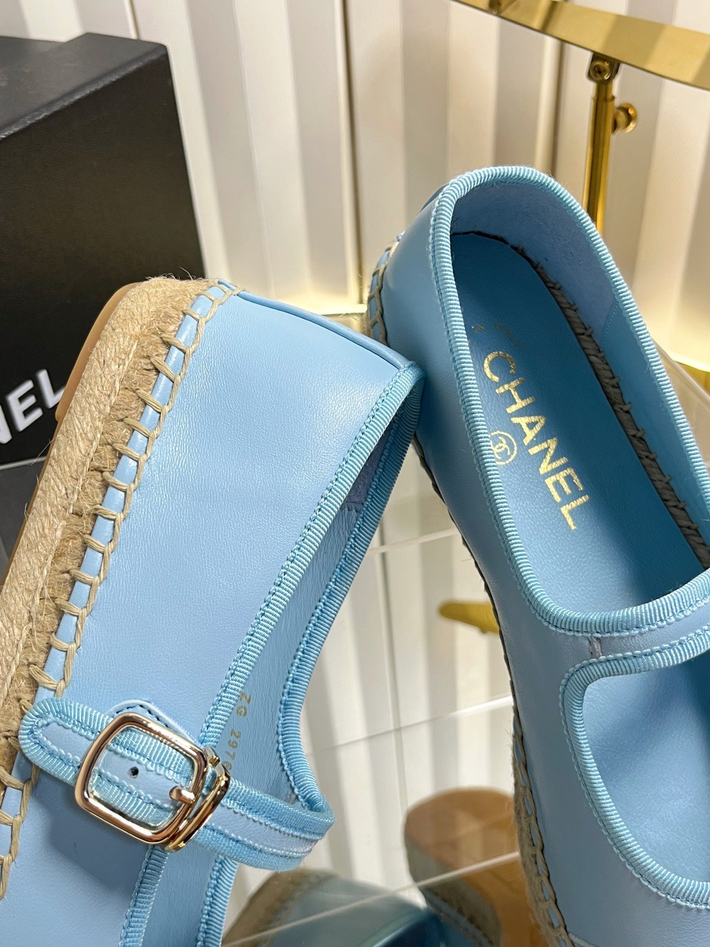 CC 26s Espadrille Mary Jane Shoes Blue Lambskin