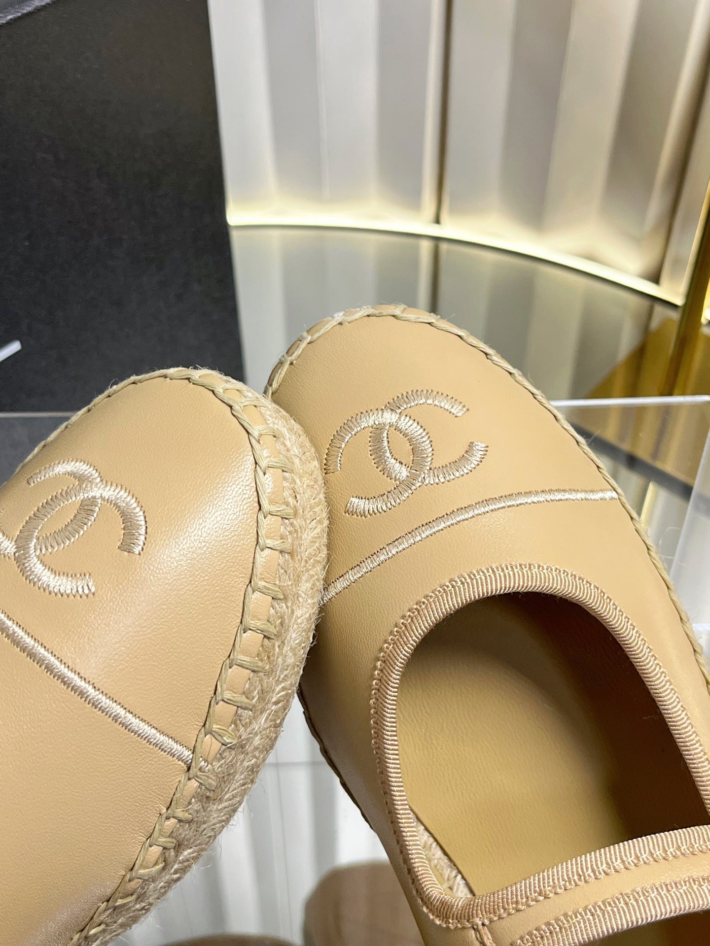 CC 26s Espadrille Mary Jane Shoes Beige Lambskin