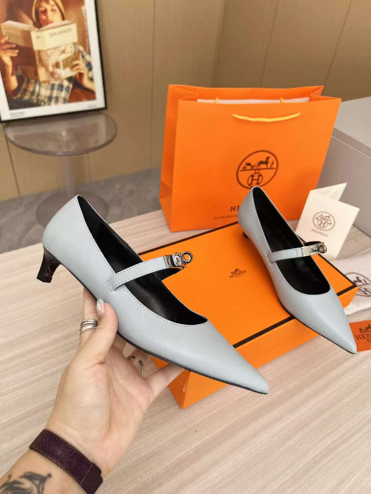 Kiara 40 pump Grey Calfskin 214053
