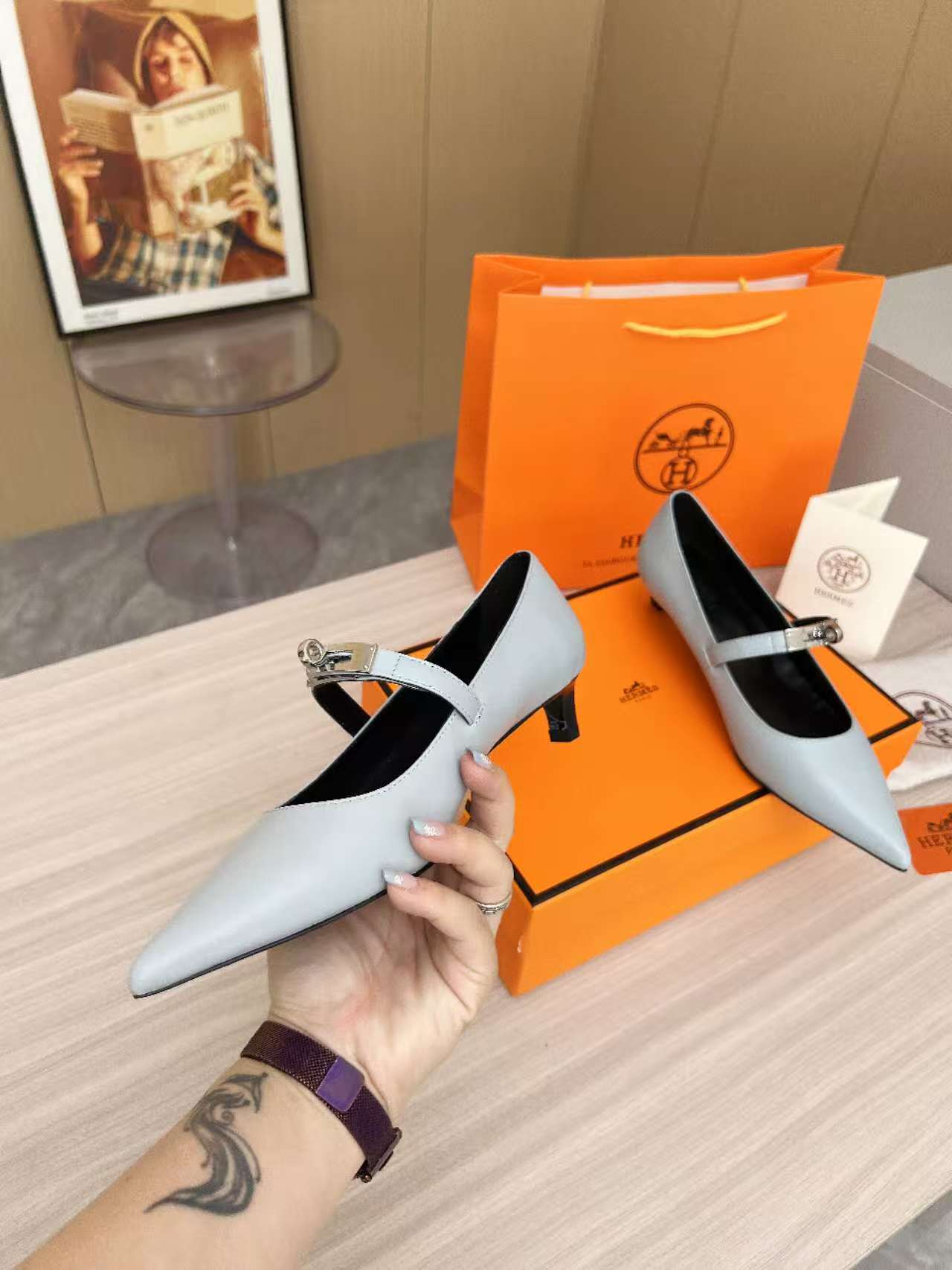 Kiara 40 pump Grey Calfskin 214053