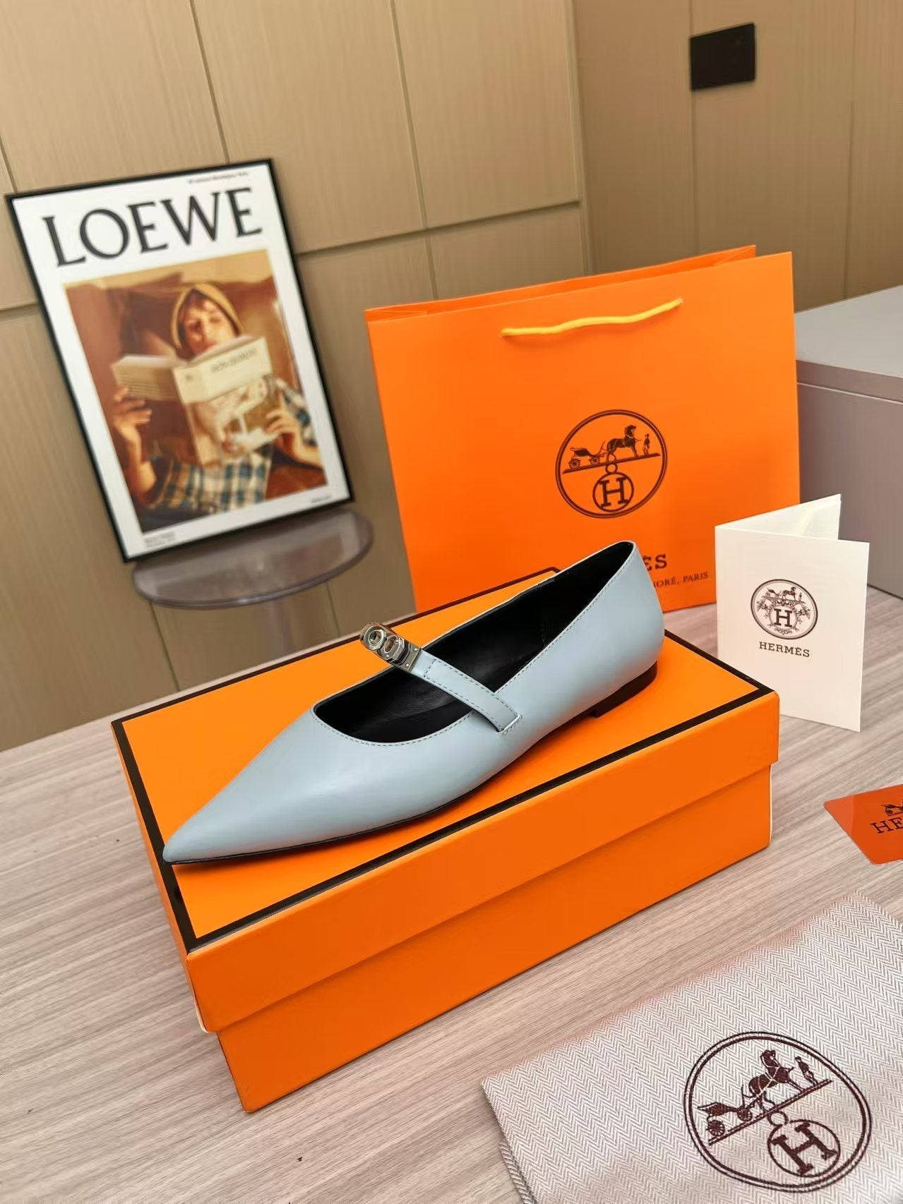 Kiara Slingback Flat Grey Calfskin 214056