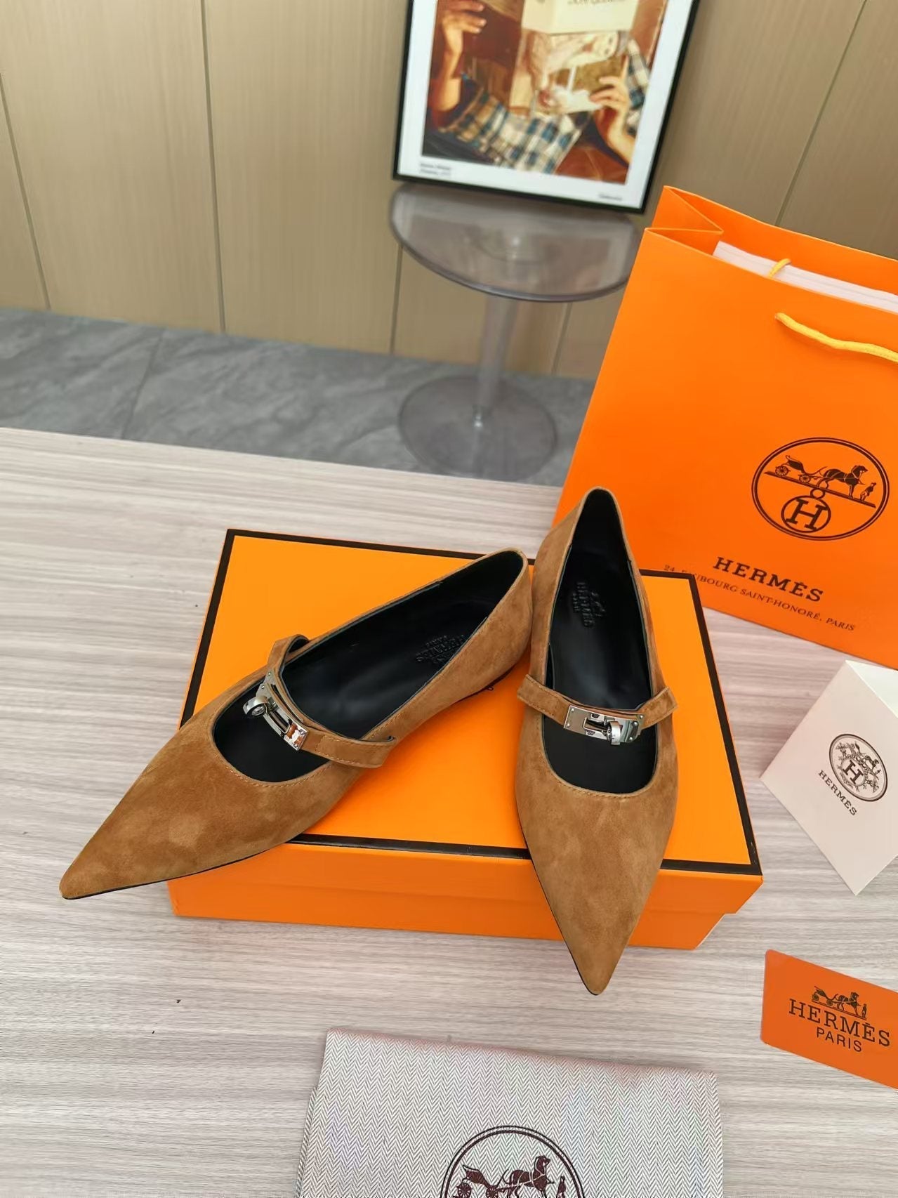 Kiara Slingback Flat Brown Suede 214061