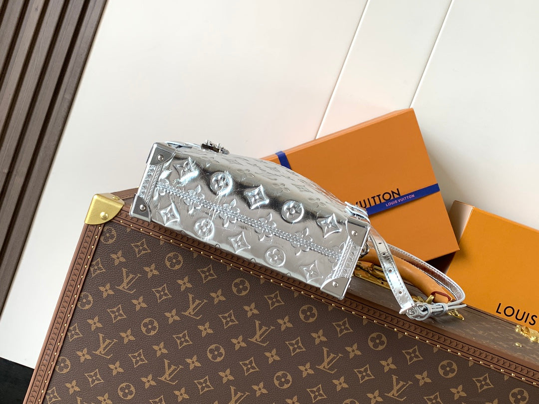 LV Side Trunk MM Sliver Calfskin