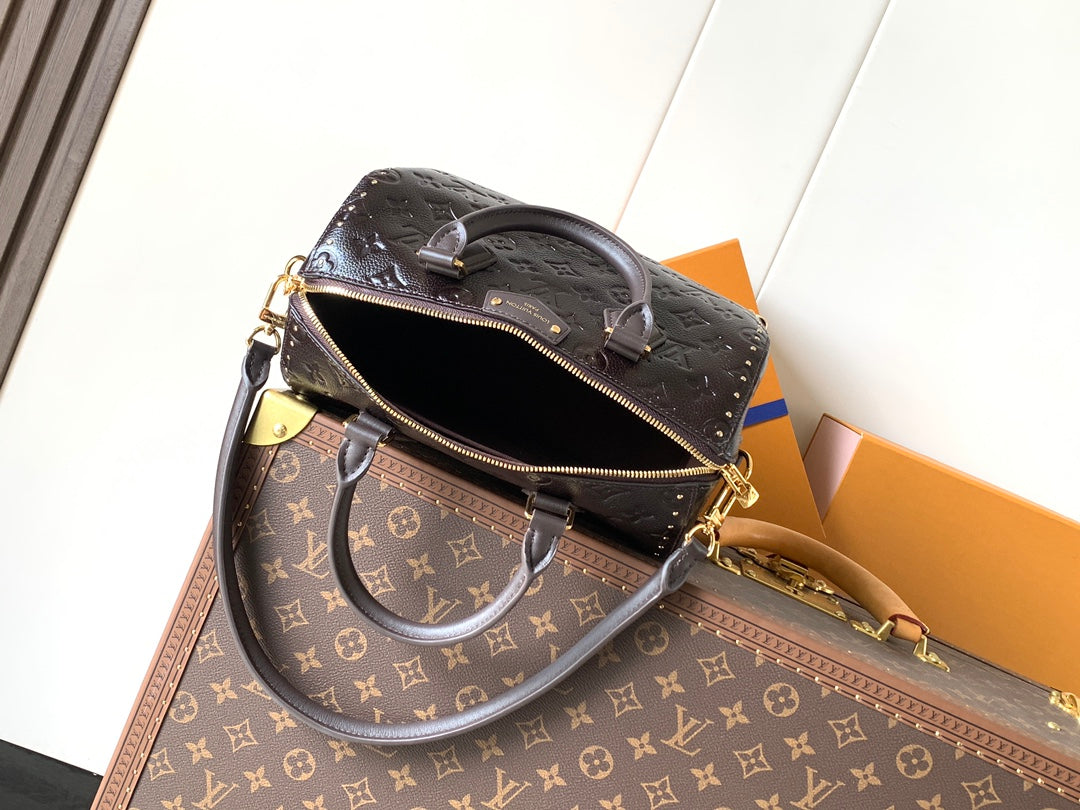 LV Speedy Trunk 25 Dark Brown Monogram Saga Pattern Leather