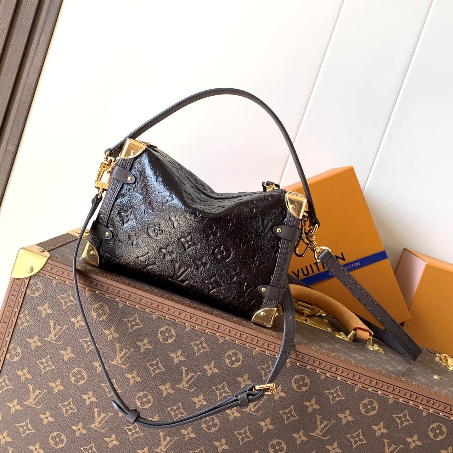 LV Side Trunk Dark Brown Monogram Saga Leather 281651