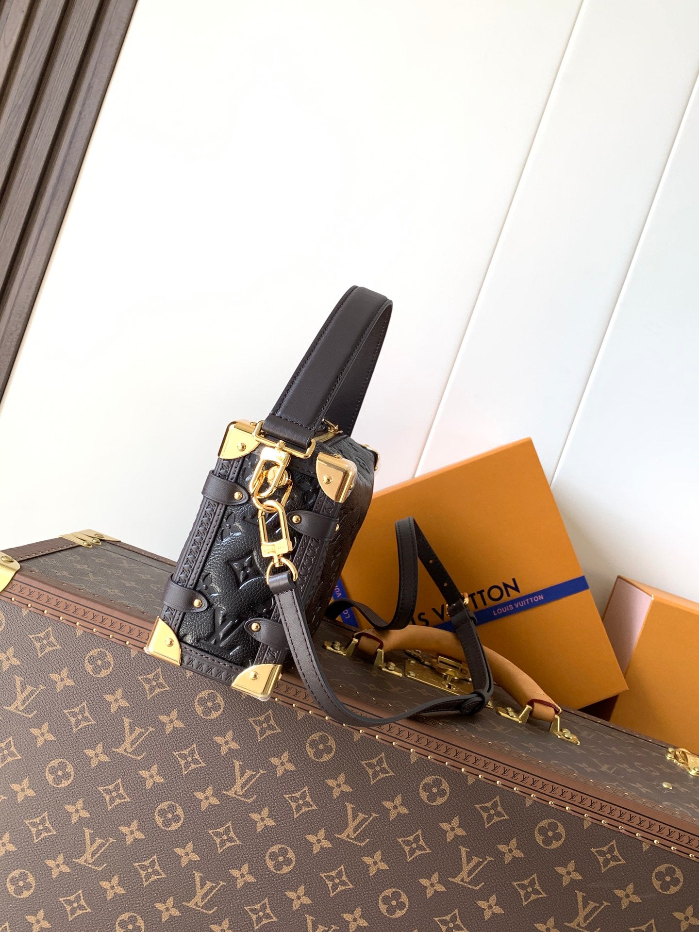 LV Side Trunk Dark Brown Monogram Saga Leather 281651