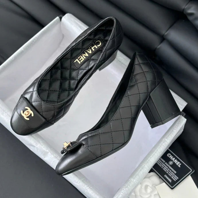 Chanel High Heel Pump 70mm Black Quilted Leather 825283