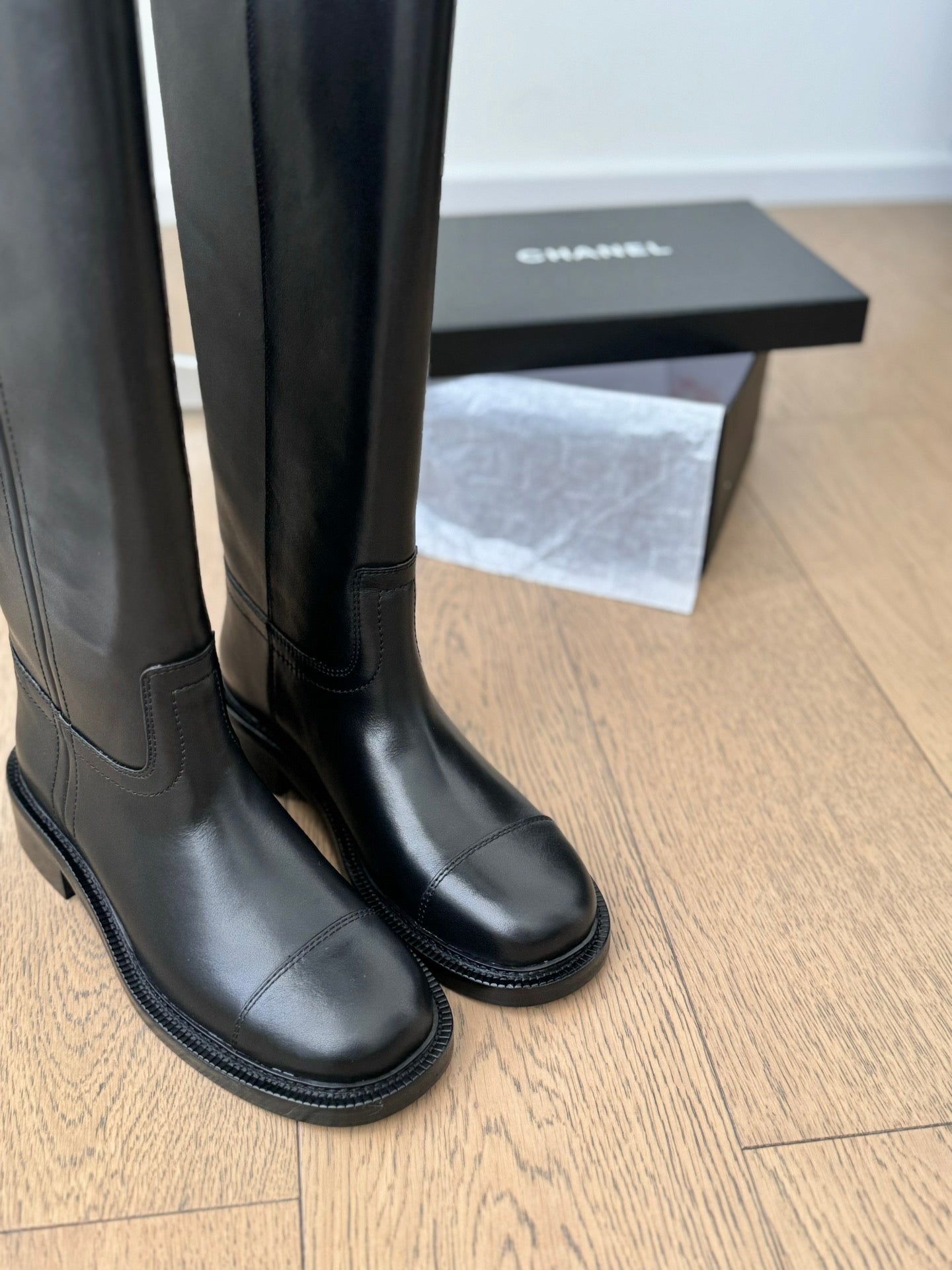 CC Knight Martin boots Black Calfskin and Lining Lambskin