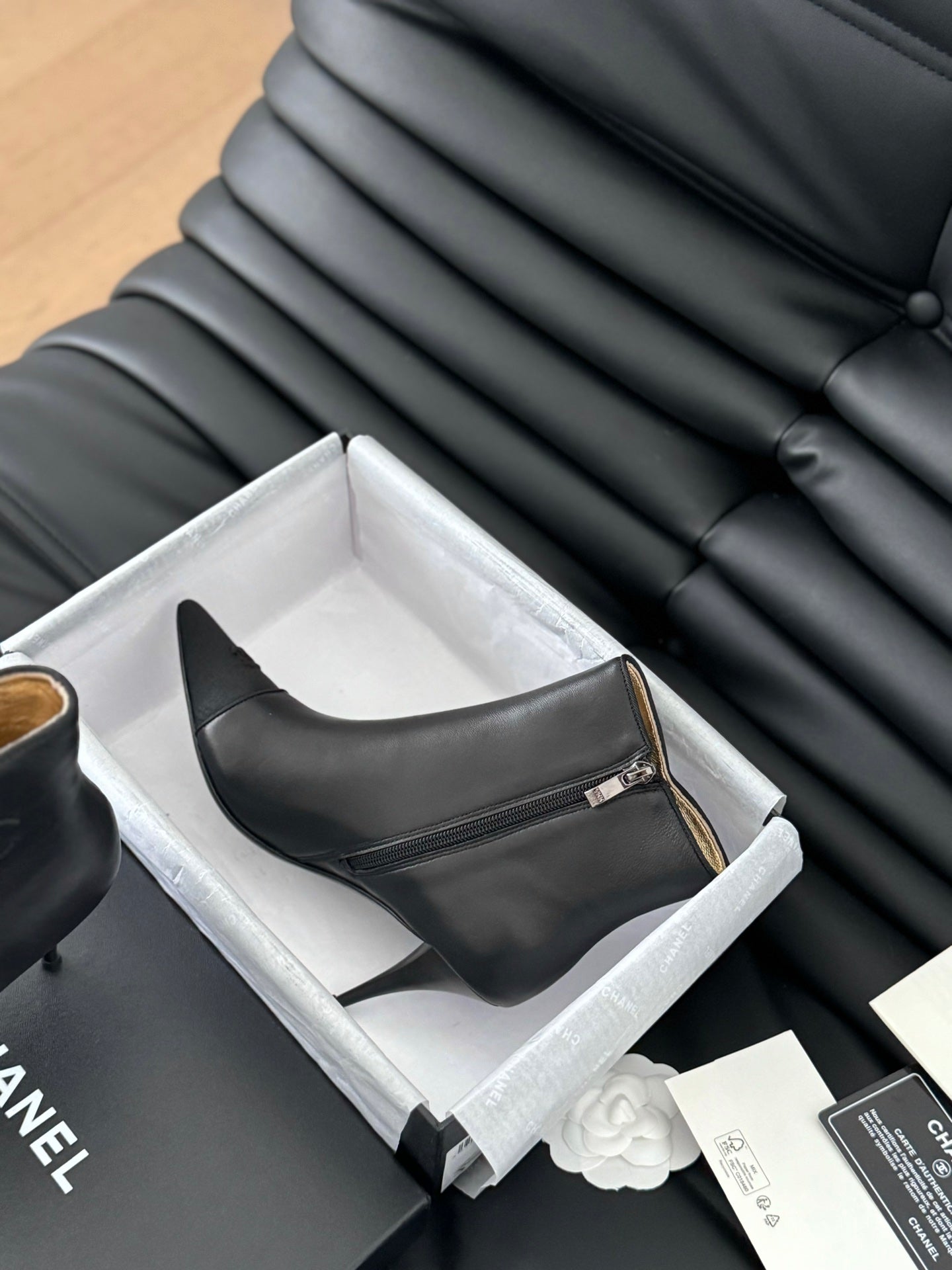 cc short boots 80 heel black calfskin