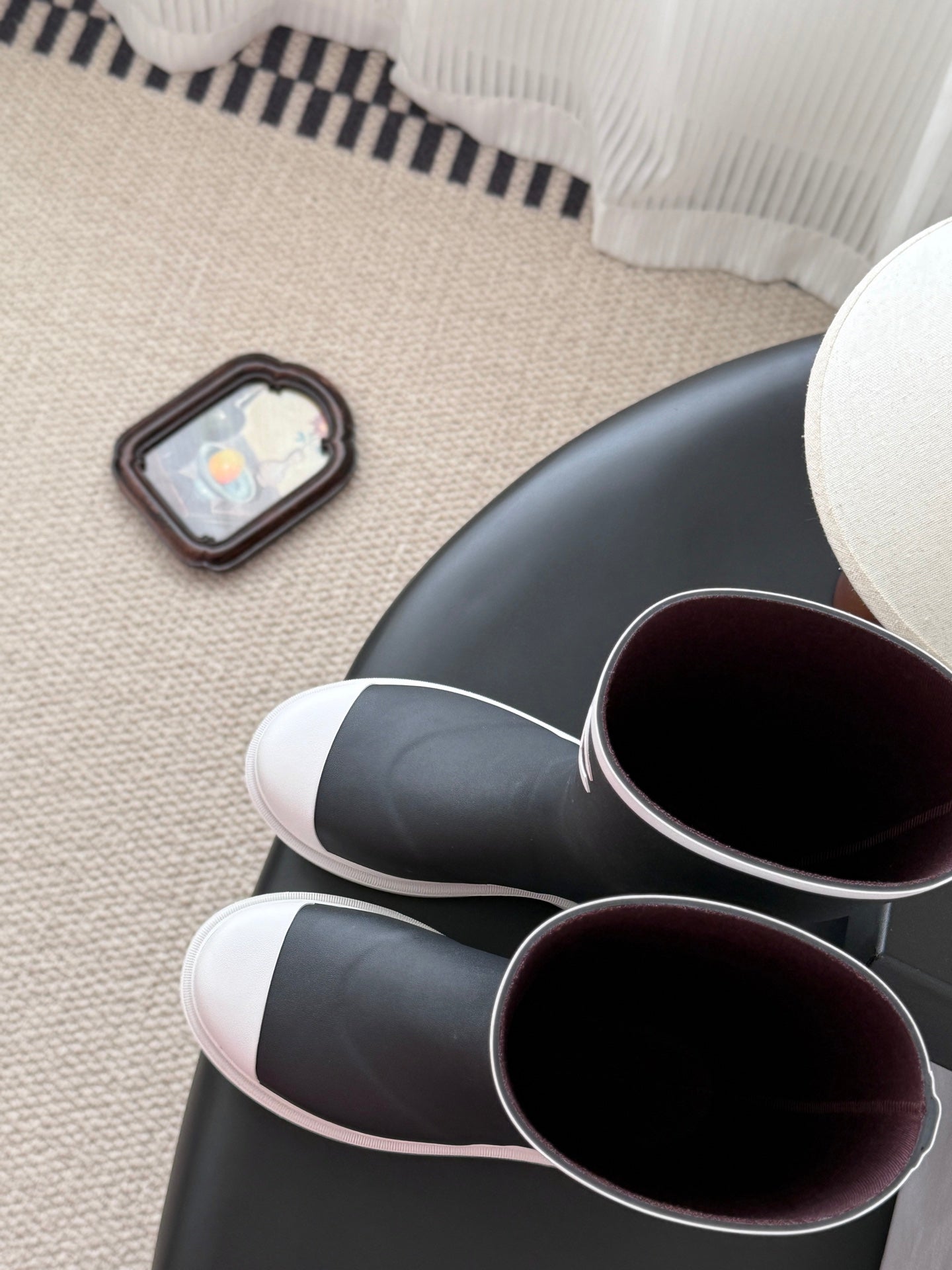 CC High Black White Rain Boots