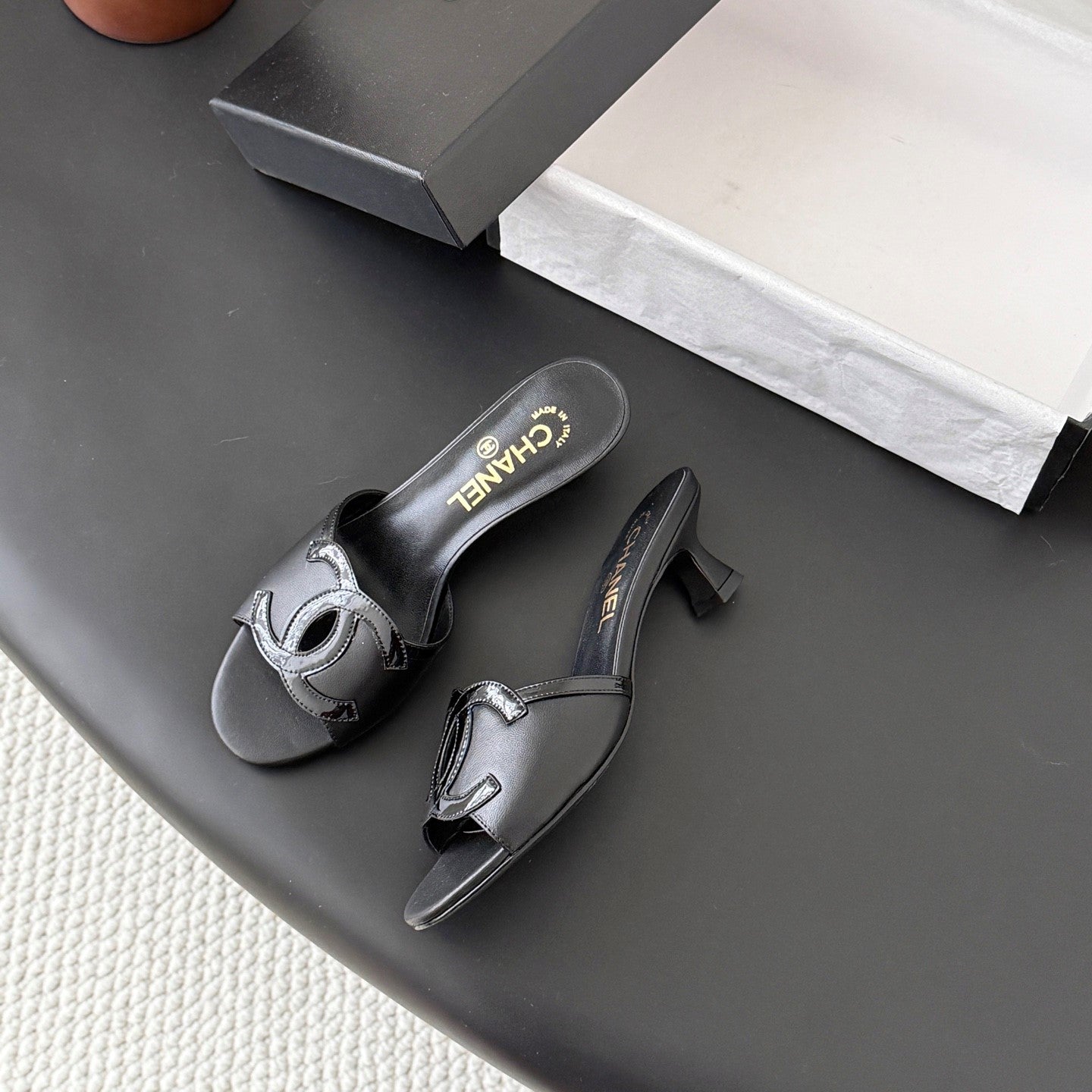 CC 2026 Heeled Sandal Black Lambskin 675859
