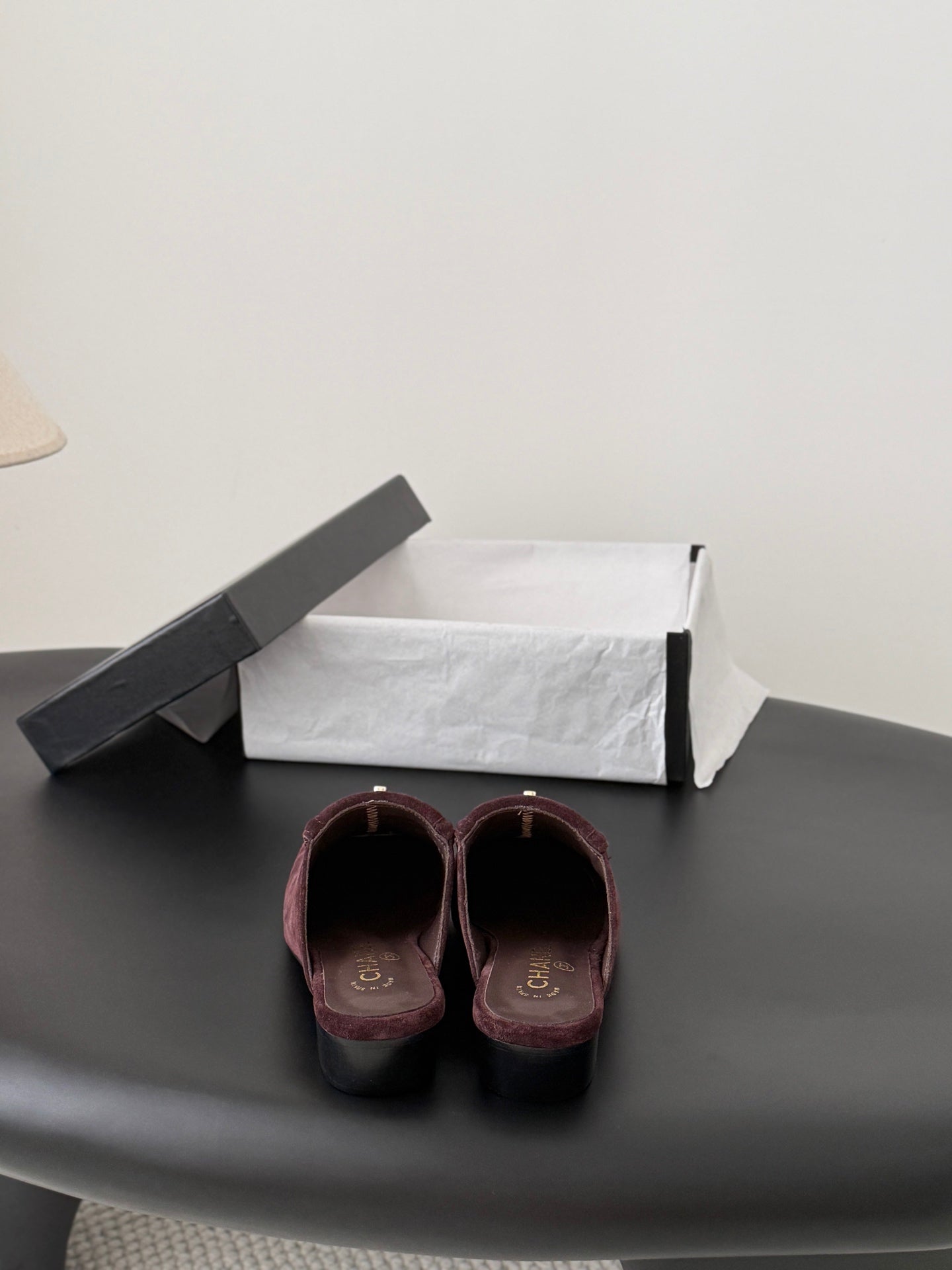 CC Half-Slippers Flat Burgundy Suede 717809