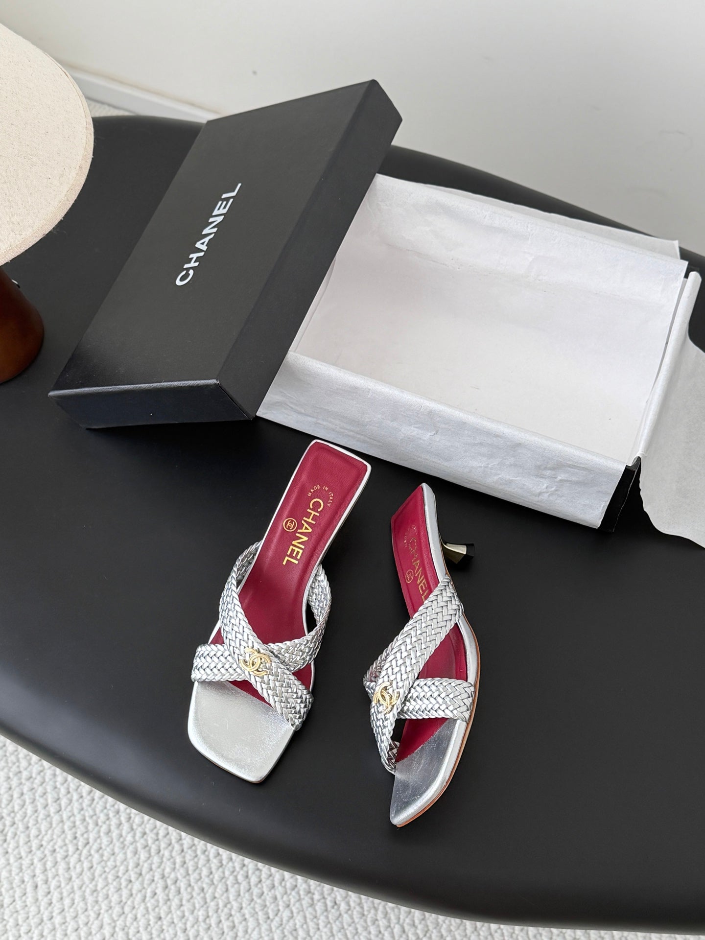 CC 26s Cross Slippers Burgundy Sliver Lambskin 914974