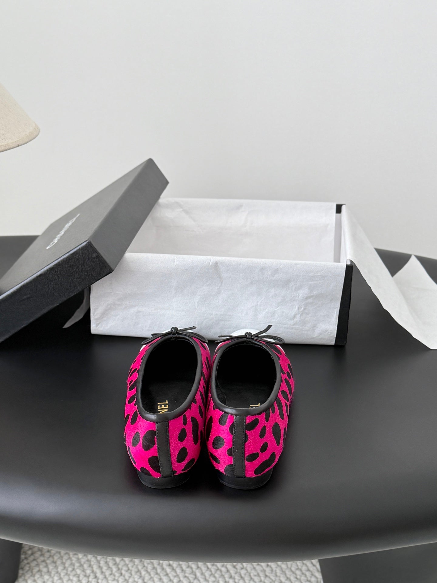 CC 26s Ballerina Flats Hot Pink Black Pony Hair Calfskin 914546