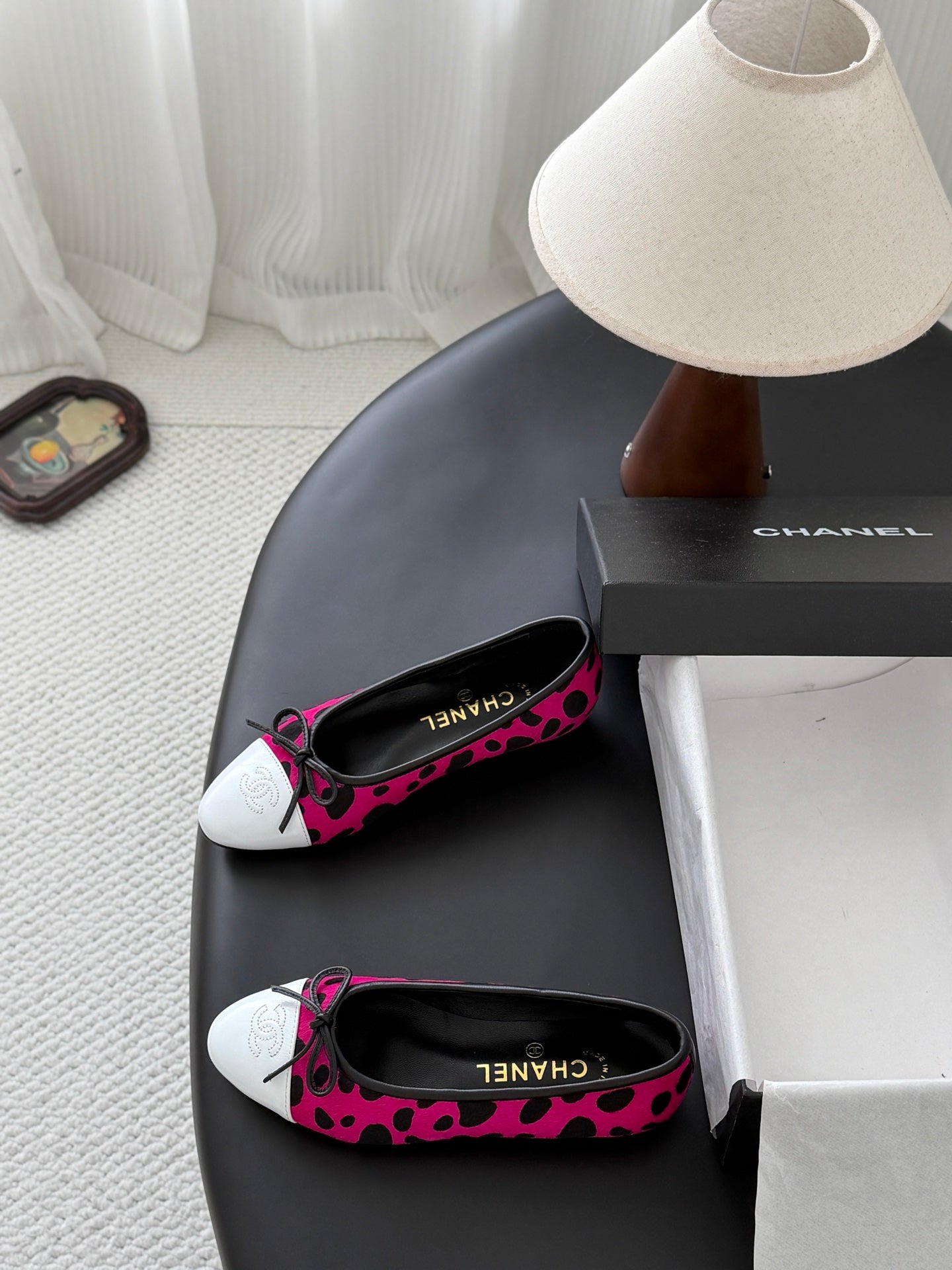 CC 26s Ballerina Flats Hot Pink Black Pony Hair Calfskin 914546