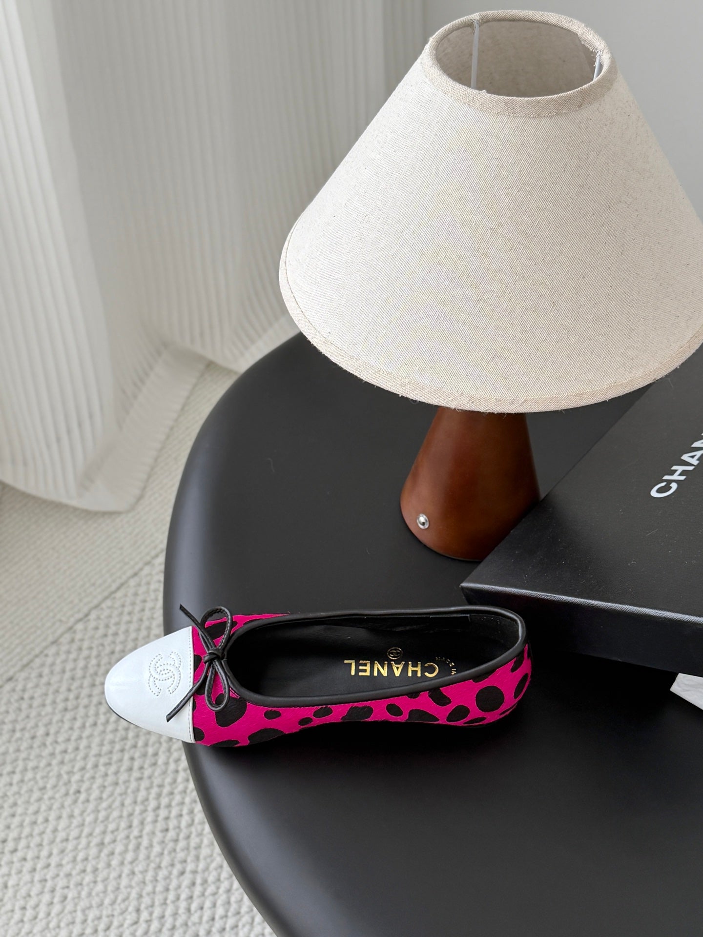 CC 26s Ballerina Flats Hot Pink Black Pony Hair Calfskin 914546