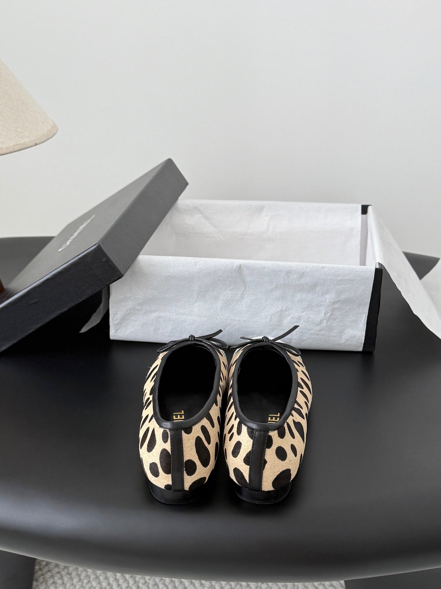 CC 26s Ballerina Flats Black Beige Pony Hair Calfskin 914548