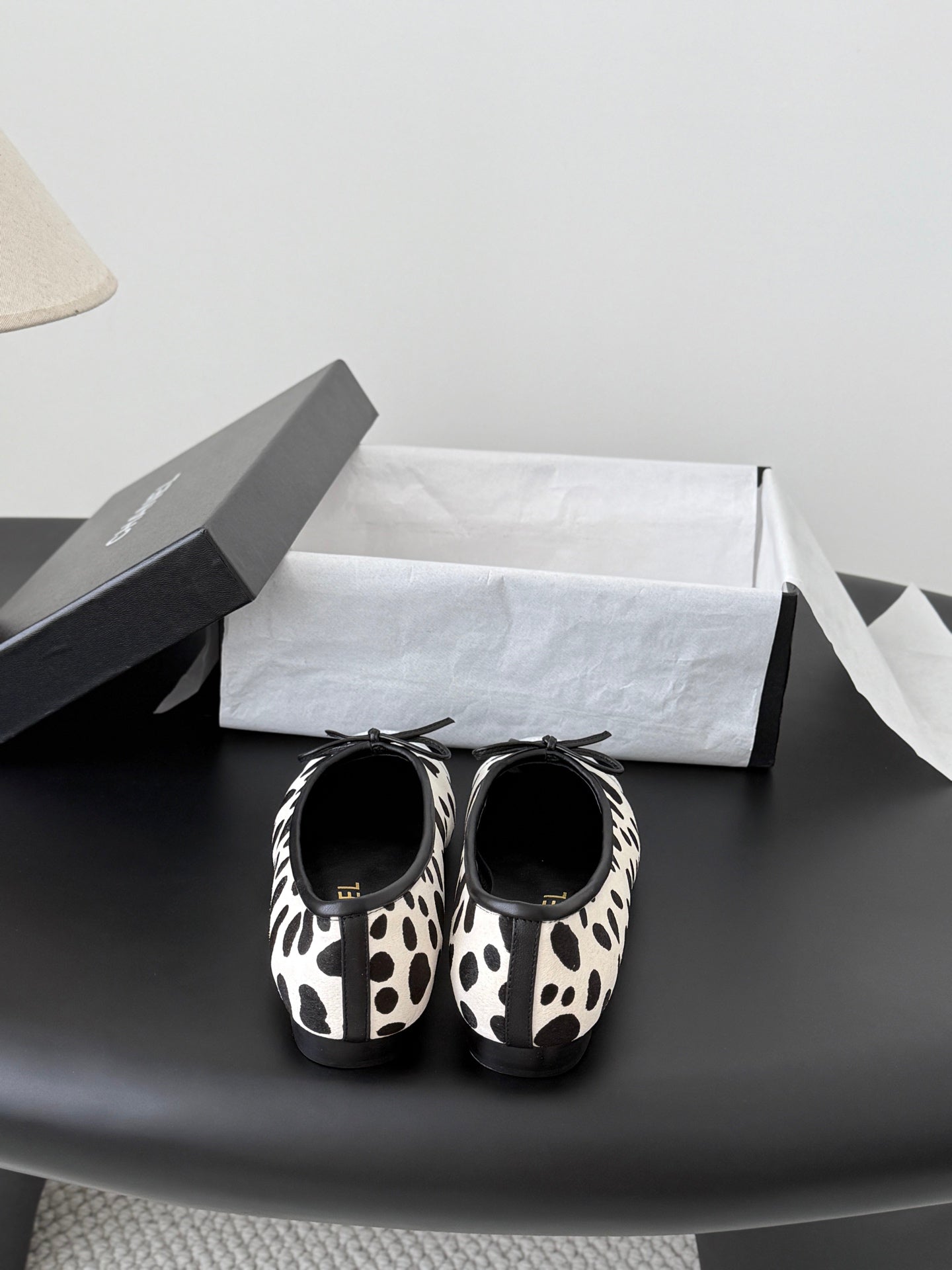 CC 26s Ballerina Flats Black White Pony Hair Calfskin 914551