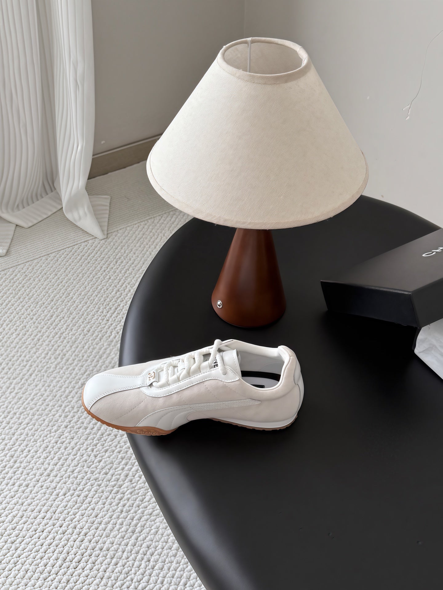 CC 26s Low-Top Retro Runner Sneakers Ivory Suede Calfskin 969583