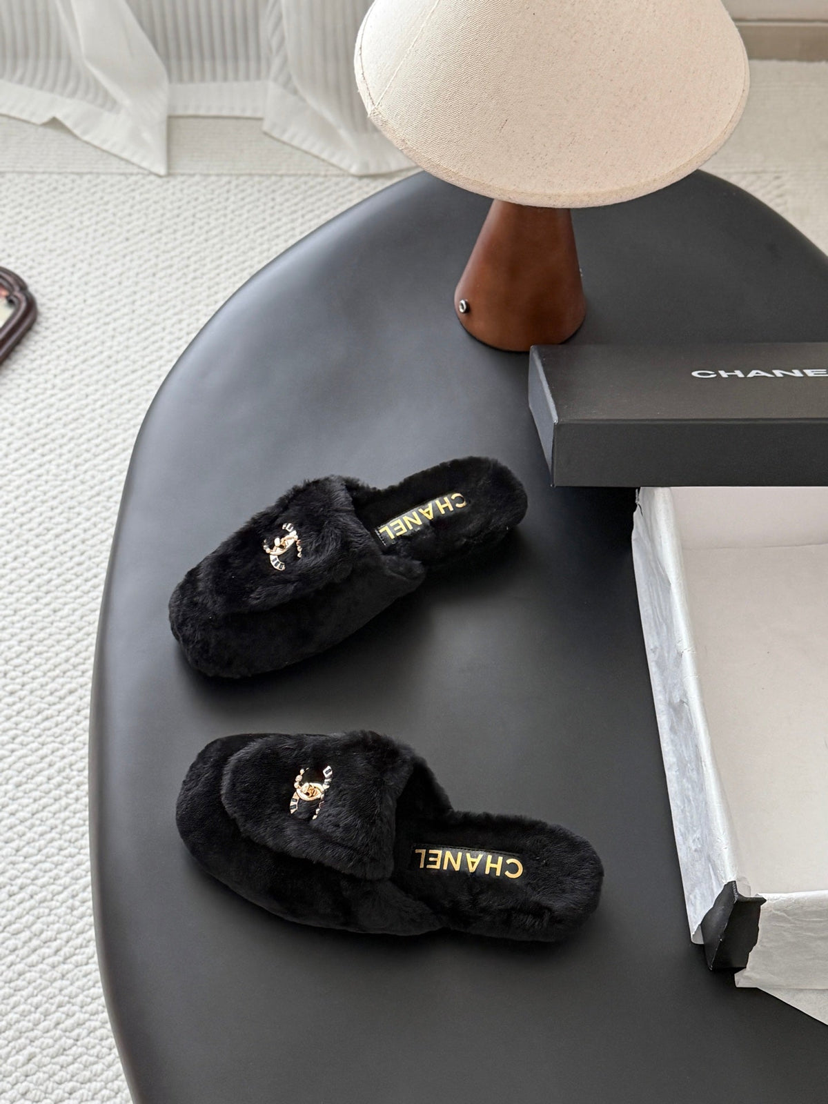 CC 26s Shearling Mules Black Gold 127705