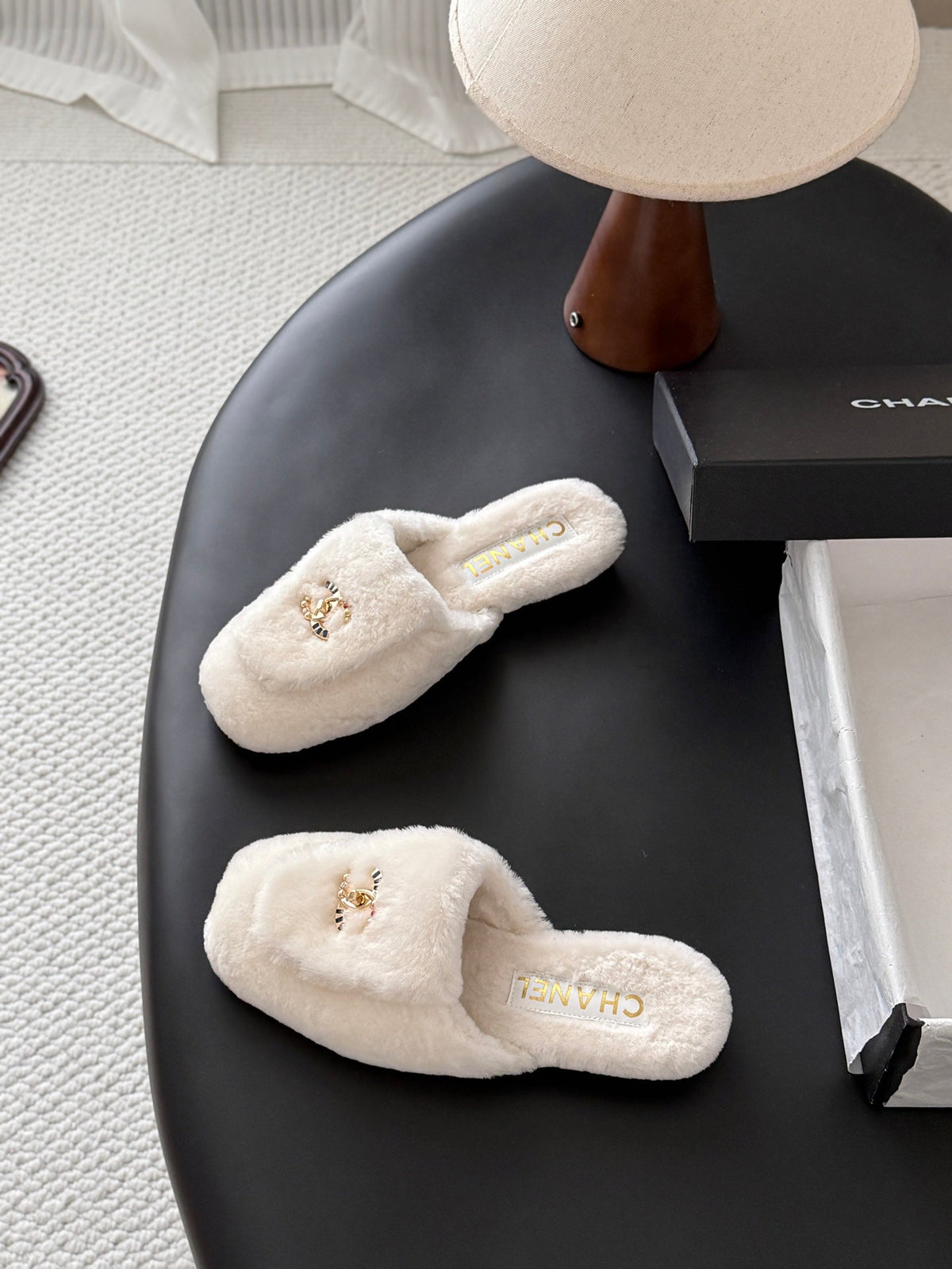 CC 26s Shearling Mules White Gold 127708