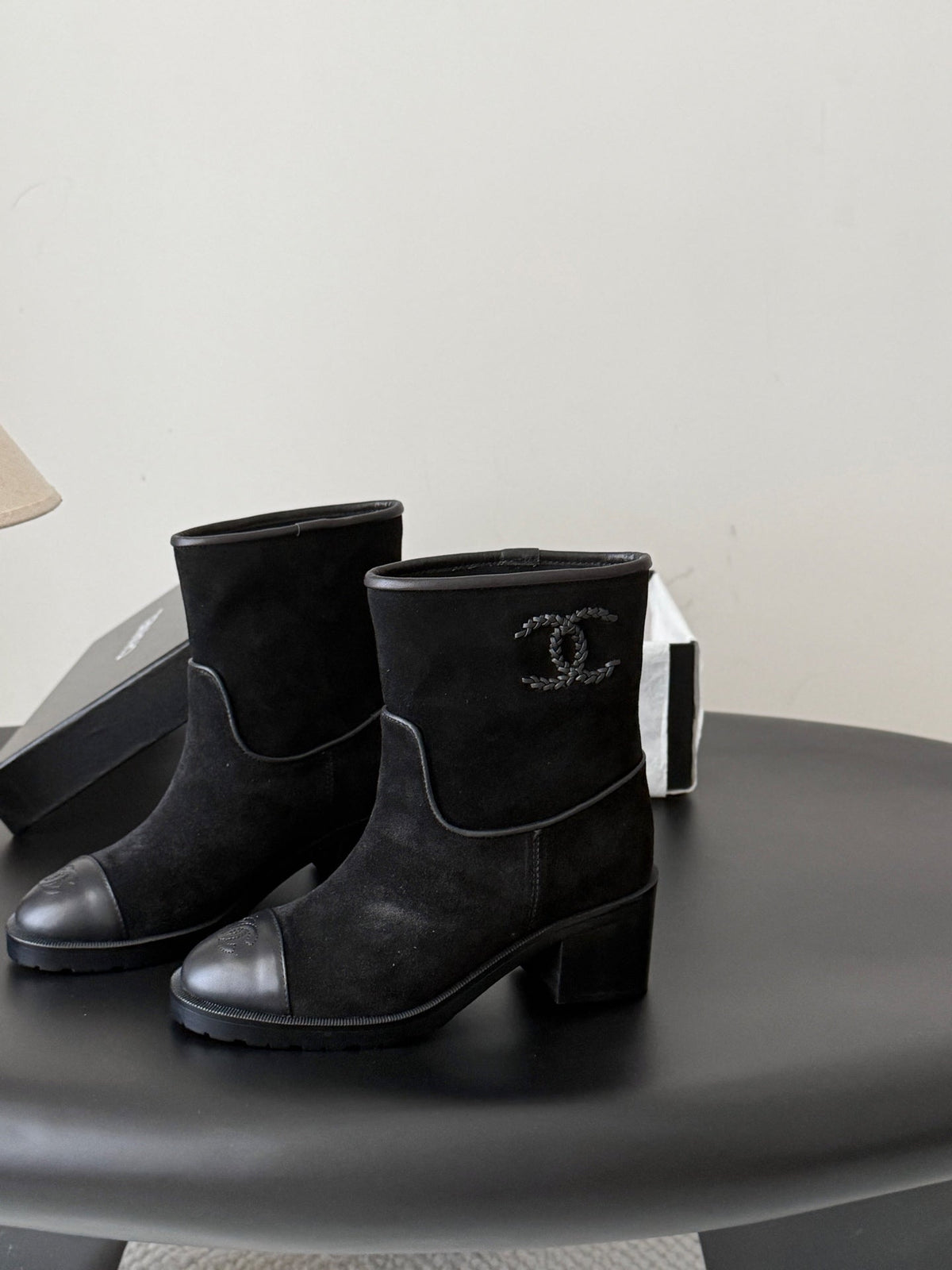 CC 26s Embroidered Logo Ankle Boots Black Black Suede 127787